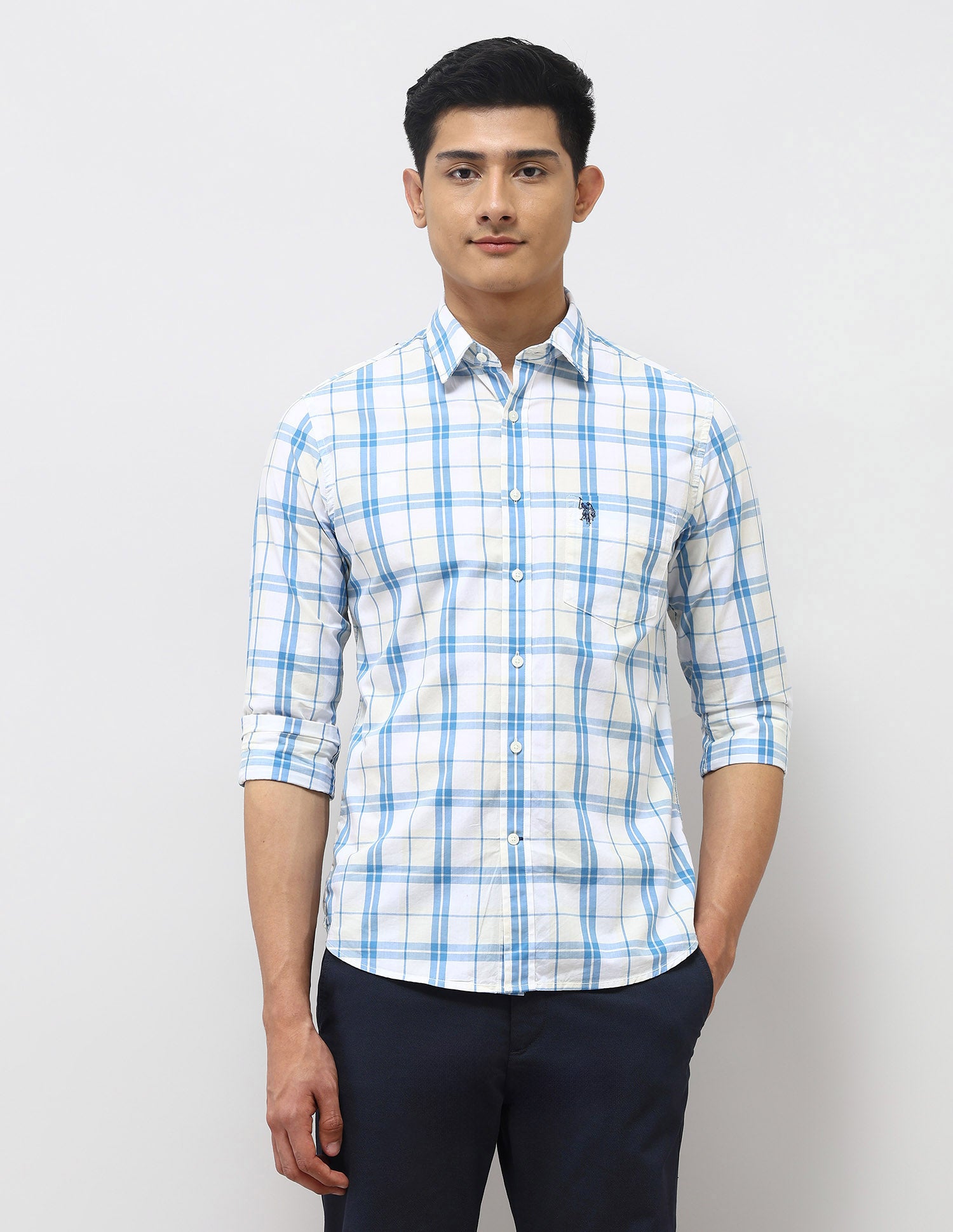Pure Cotton Tailored Fit Shirt Beige - U.S. Polo Assn. India | Large