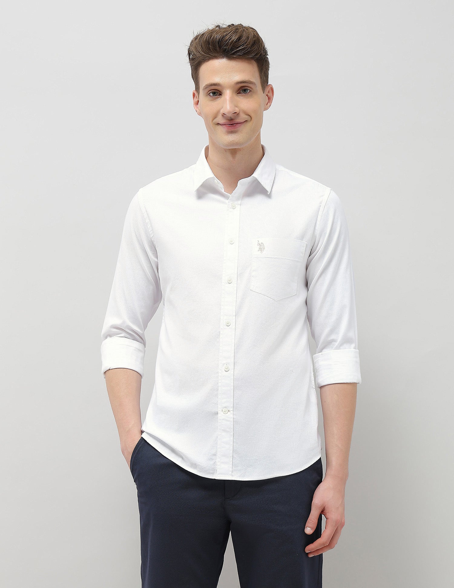 New Port Marina Regular Fit Shirt White - U.S. Polo Assn. India | Large