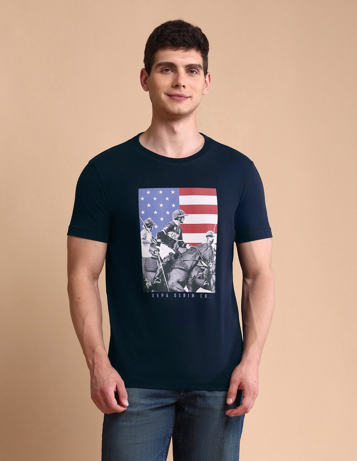 Graphic Printed Muscle Fit T-Shirt Navy - U.S. POLO ASSN. | Large