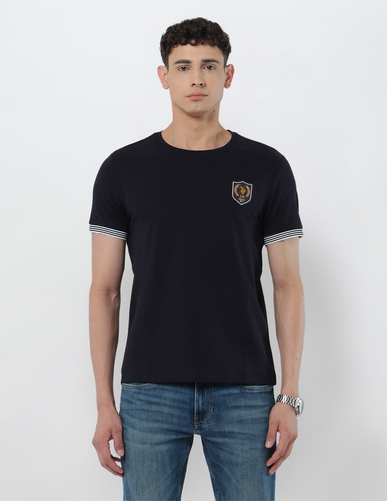 Textured Regular Fit T-Shirt Navy - U.S. POLO ASSN. | Large