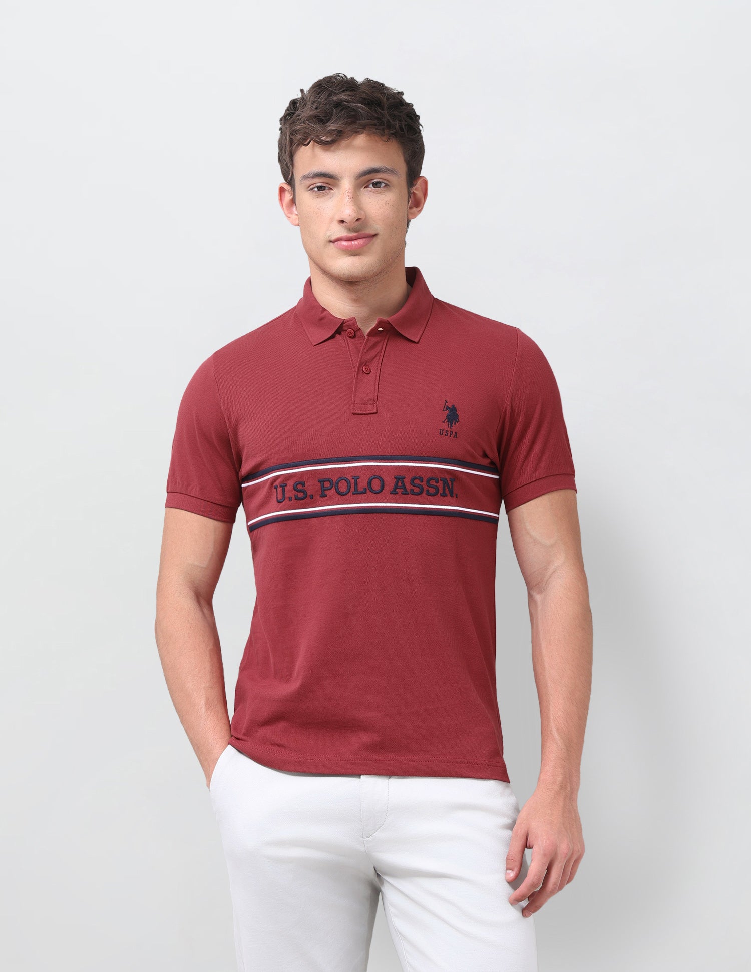 Brand Embroidered Regular Fit Polo Shirt Red - U.S. Polo Assn. India | Large