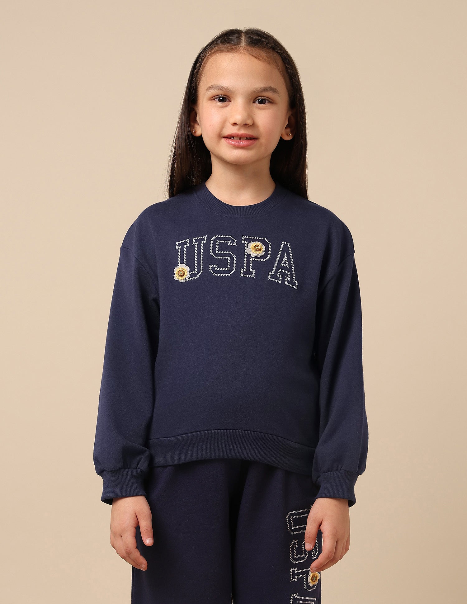 Girls Brand Embroidered Regular Fit Sweatshirt Navy - U.S. POLO ASSN. | Large