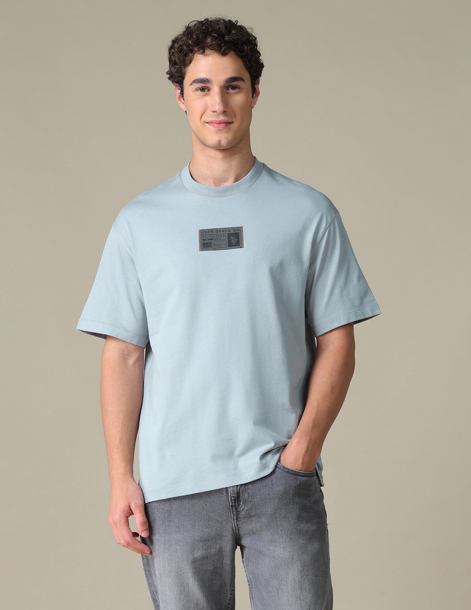 Solid Relaxed Fit T-Shirt Grey - U.S. Polo Assn. India | Large