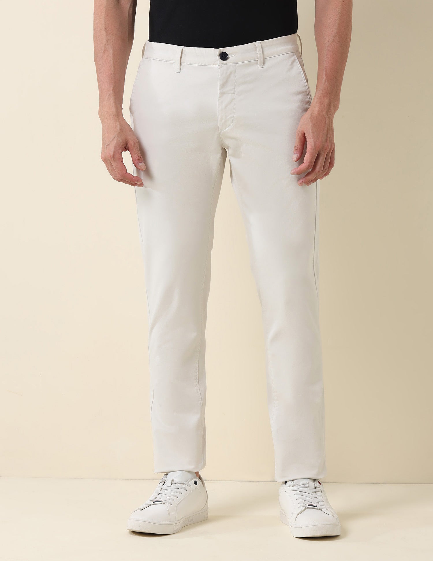 Denver Slim Fit Satin Trousers Ecru - U.S. POLO ASSN. | Large