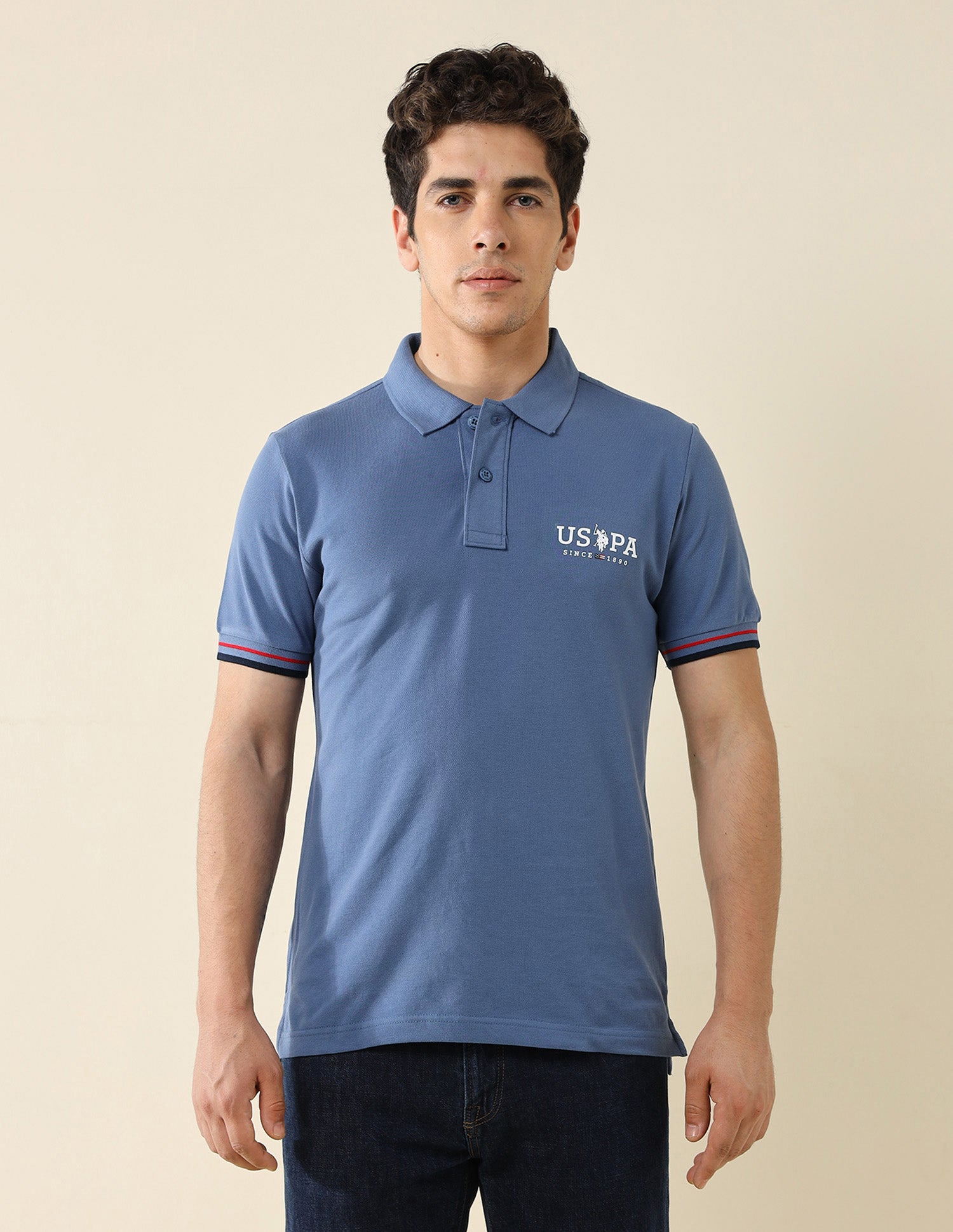 Pure Cotton Slim Fit Classic Polo Shirt Blue - U.S. Polo Assn. India | Large