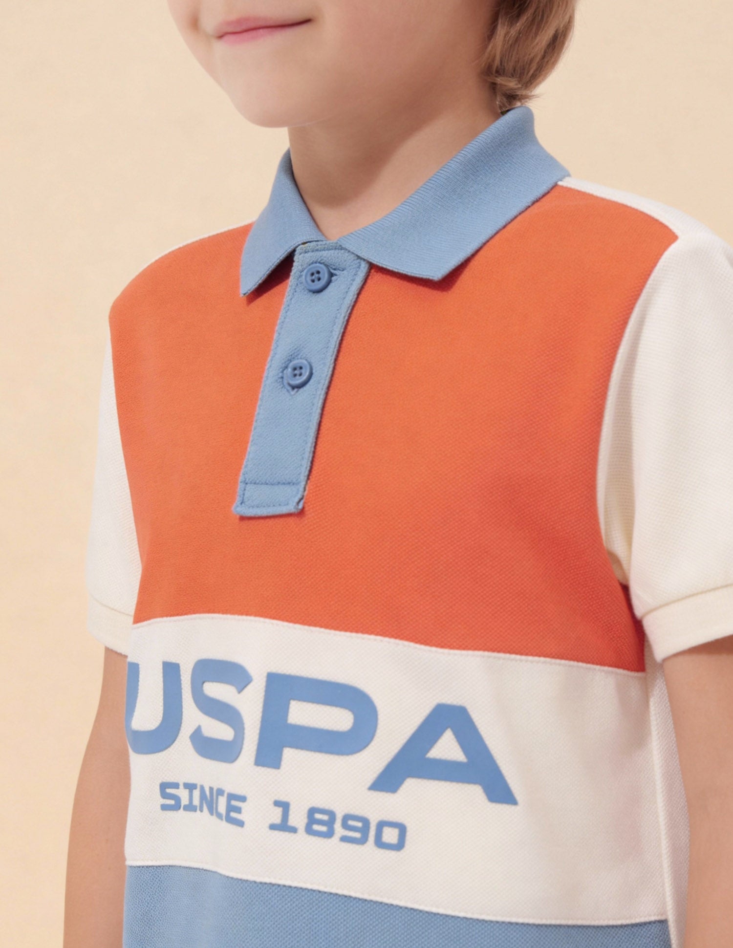 Boys Colour Block Regular Fit Polo Shirt Blue - U.S. Polo Assn. India | Large