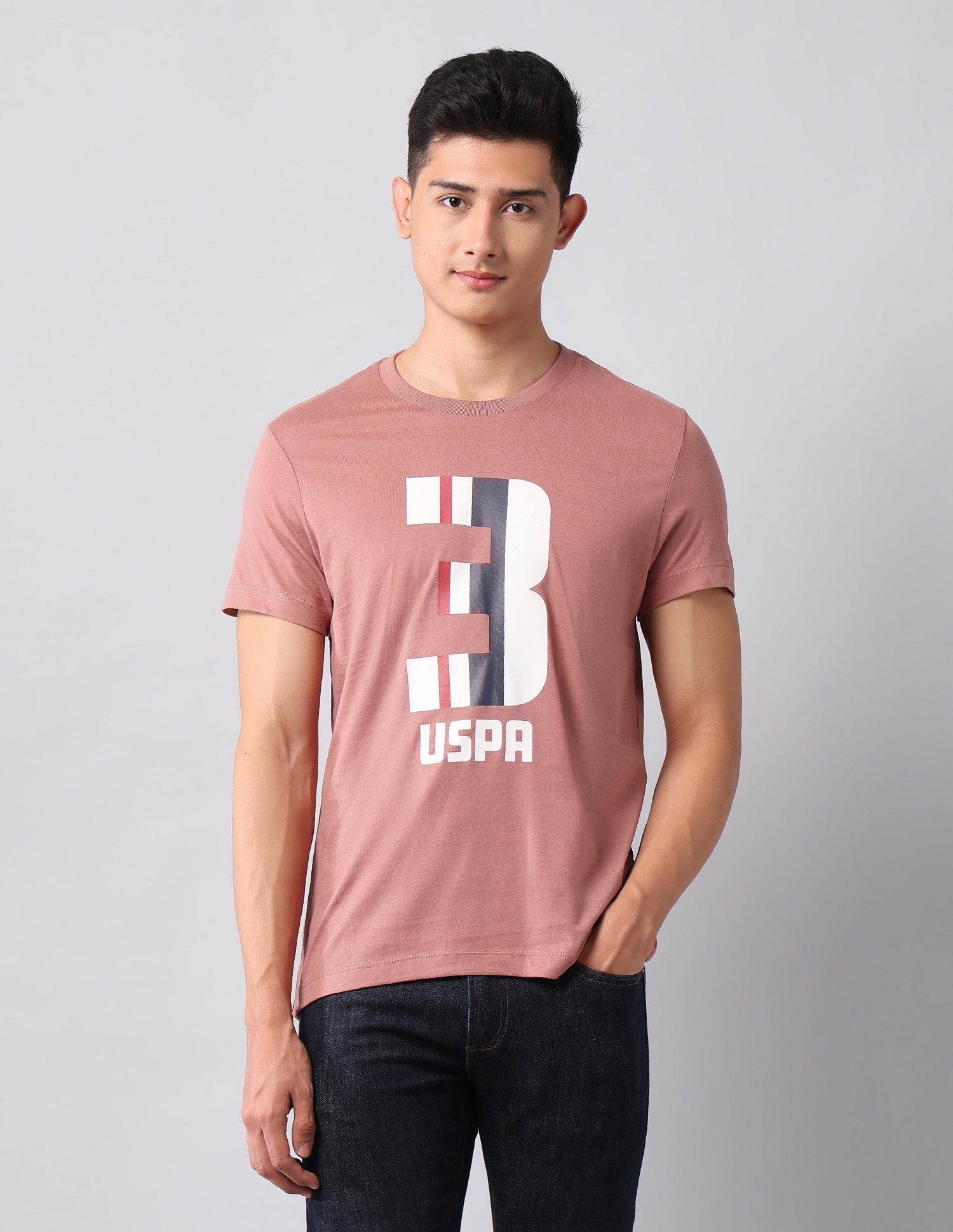 Brand Printed Muscle Fit T-Shirt Peach - U.S. POLO ASSN. | Large