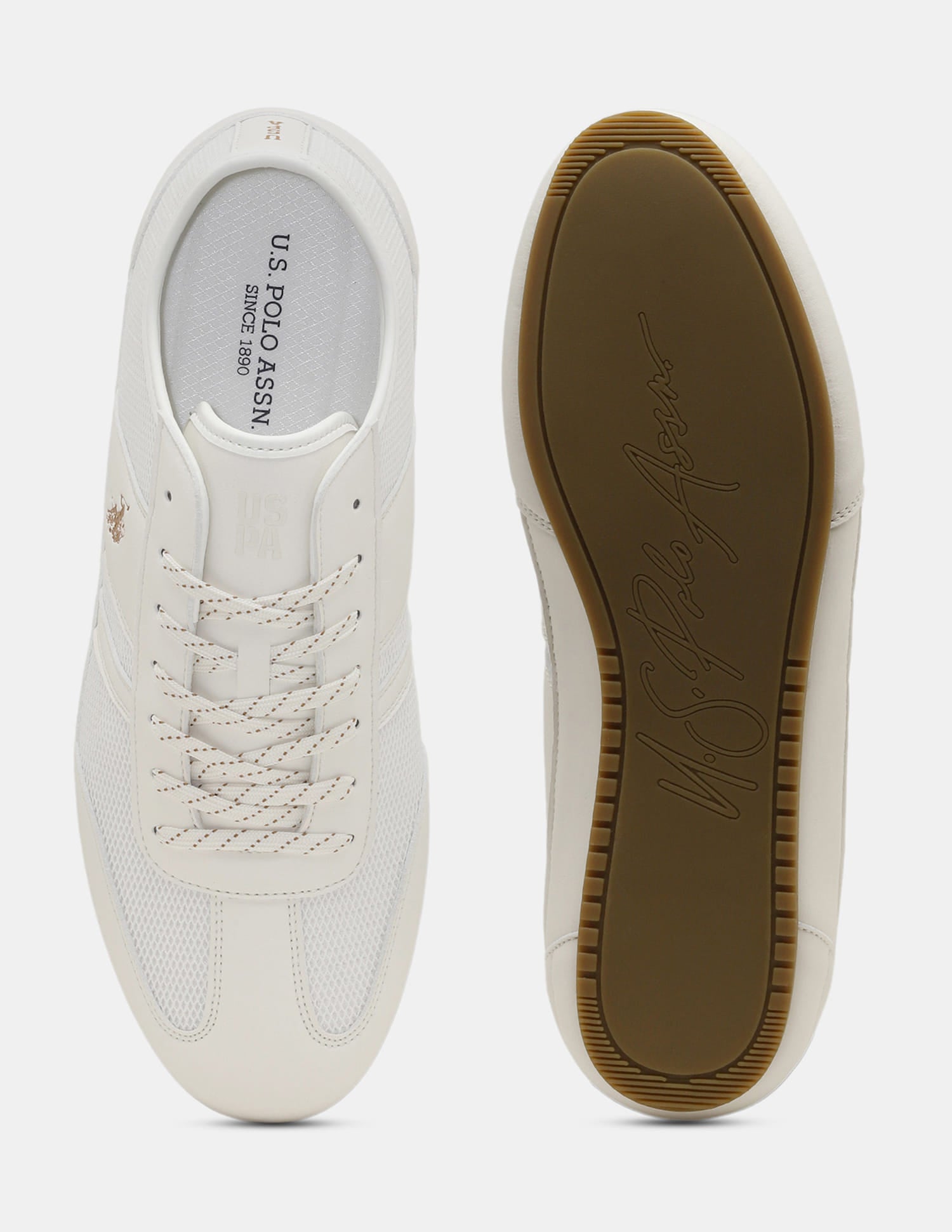 Round Toe Lace Ups Streak Sneakers White - U.S. Polo Assn. India | Large