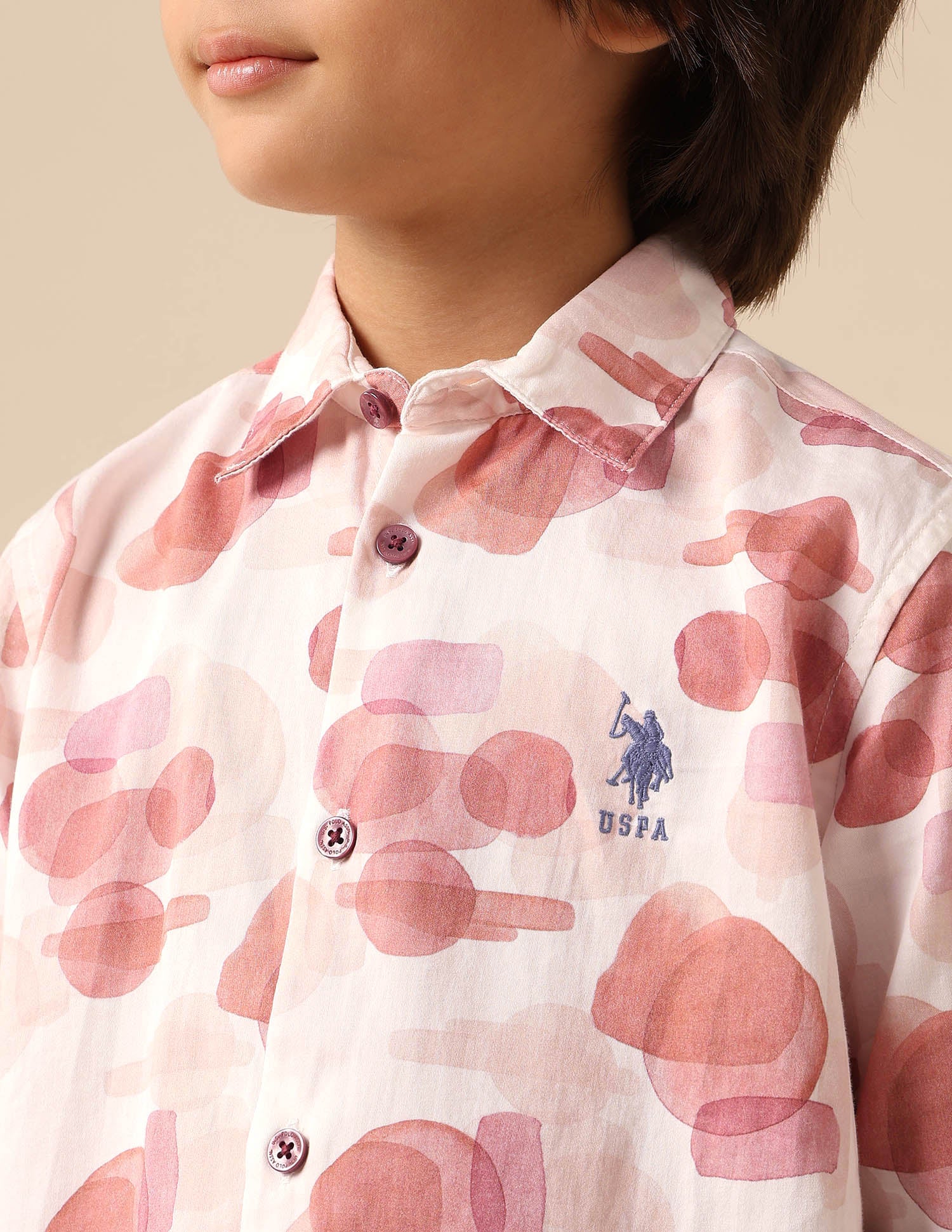 Boys Abstract Printed Satin Shirt Brown - U.S. POLO ASSN. | Large