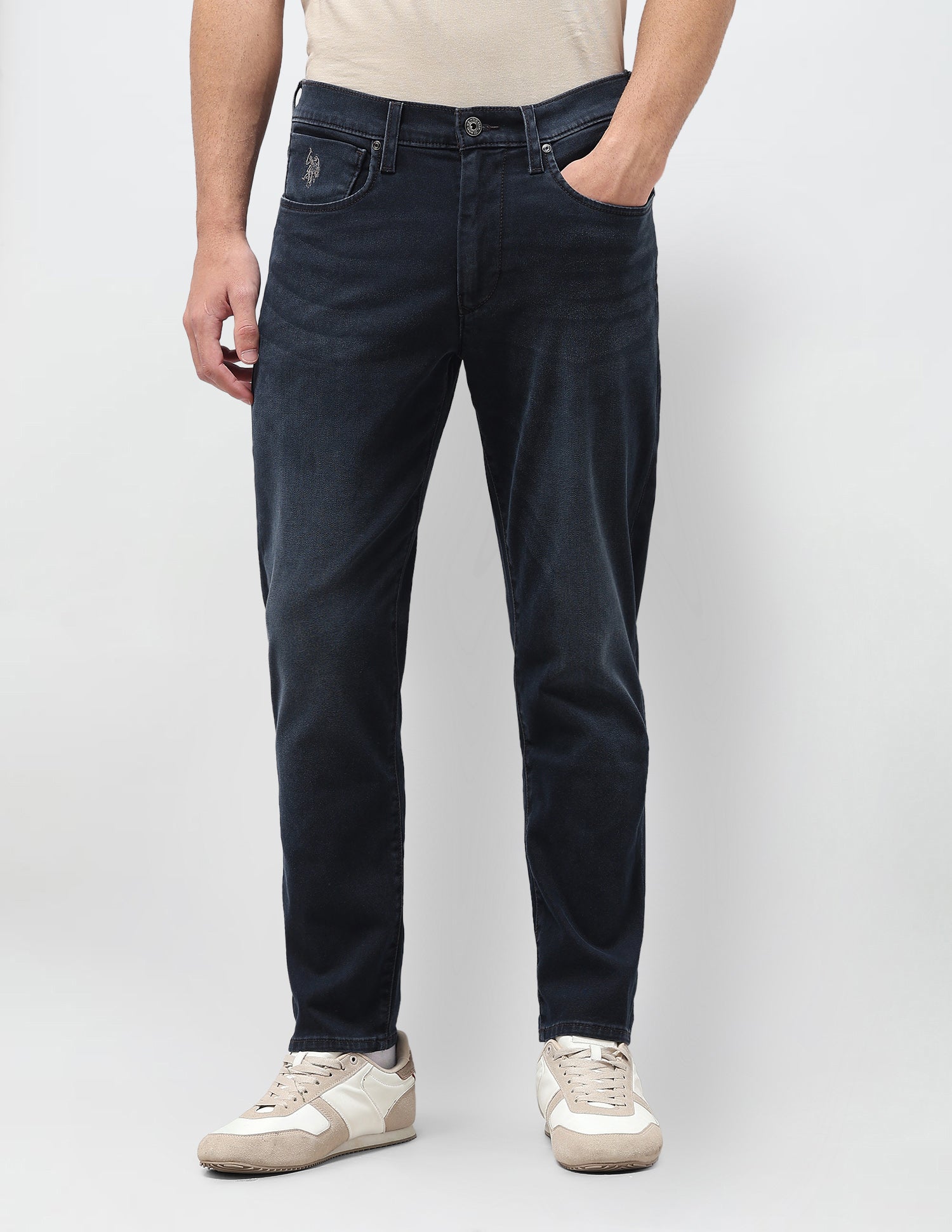 Cole Comfort Cropped Fit Blue Jeans Washed Black - U.S. Polo Assn. India | Large