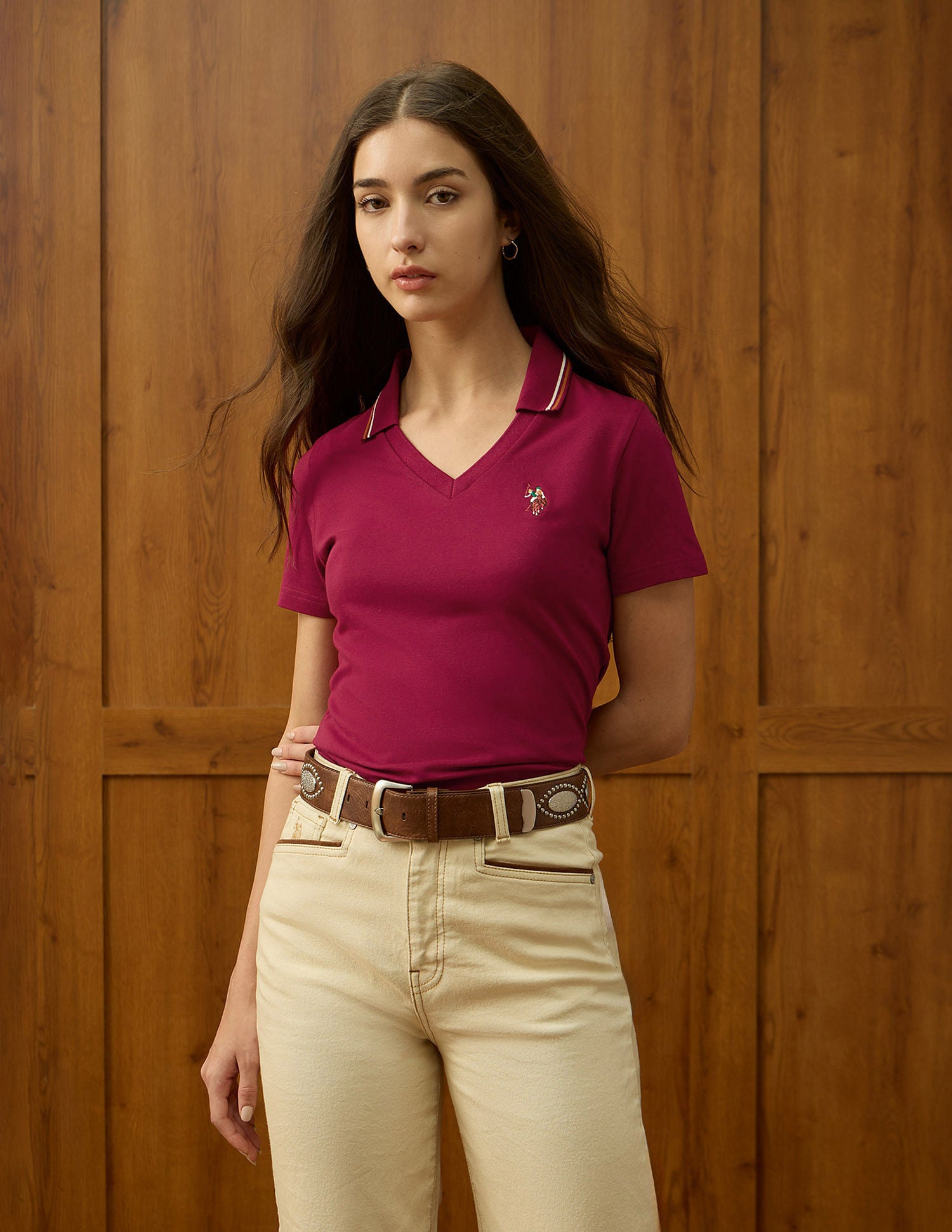 Regular Fit Solid Polo Shirt Dark Red - U.S. POLO ASSN. | Large