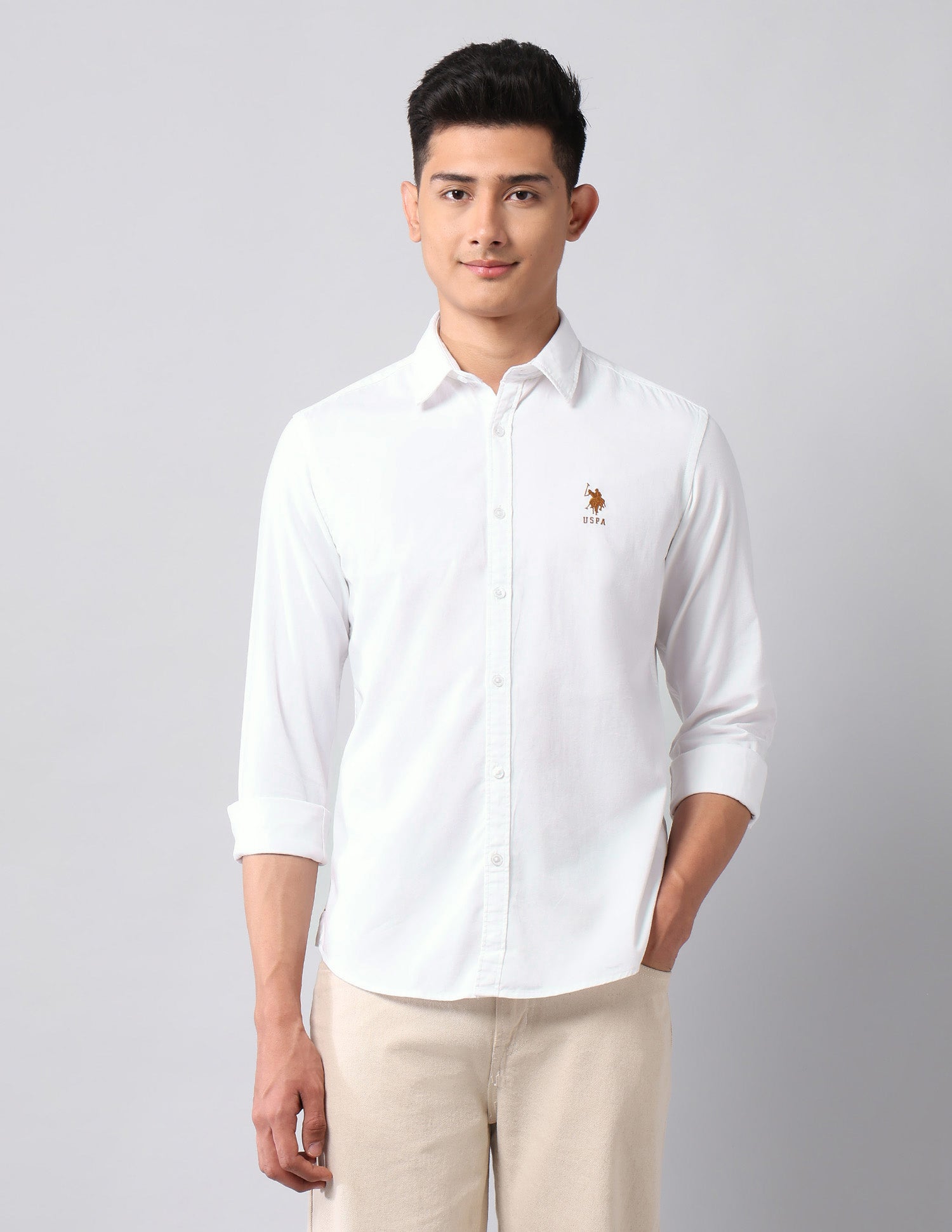 Twill Pure Cotton Shirt White - U.S. Polo Assn. India | Large