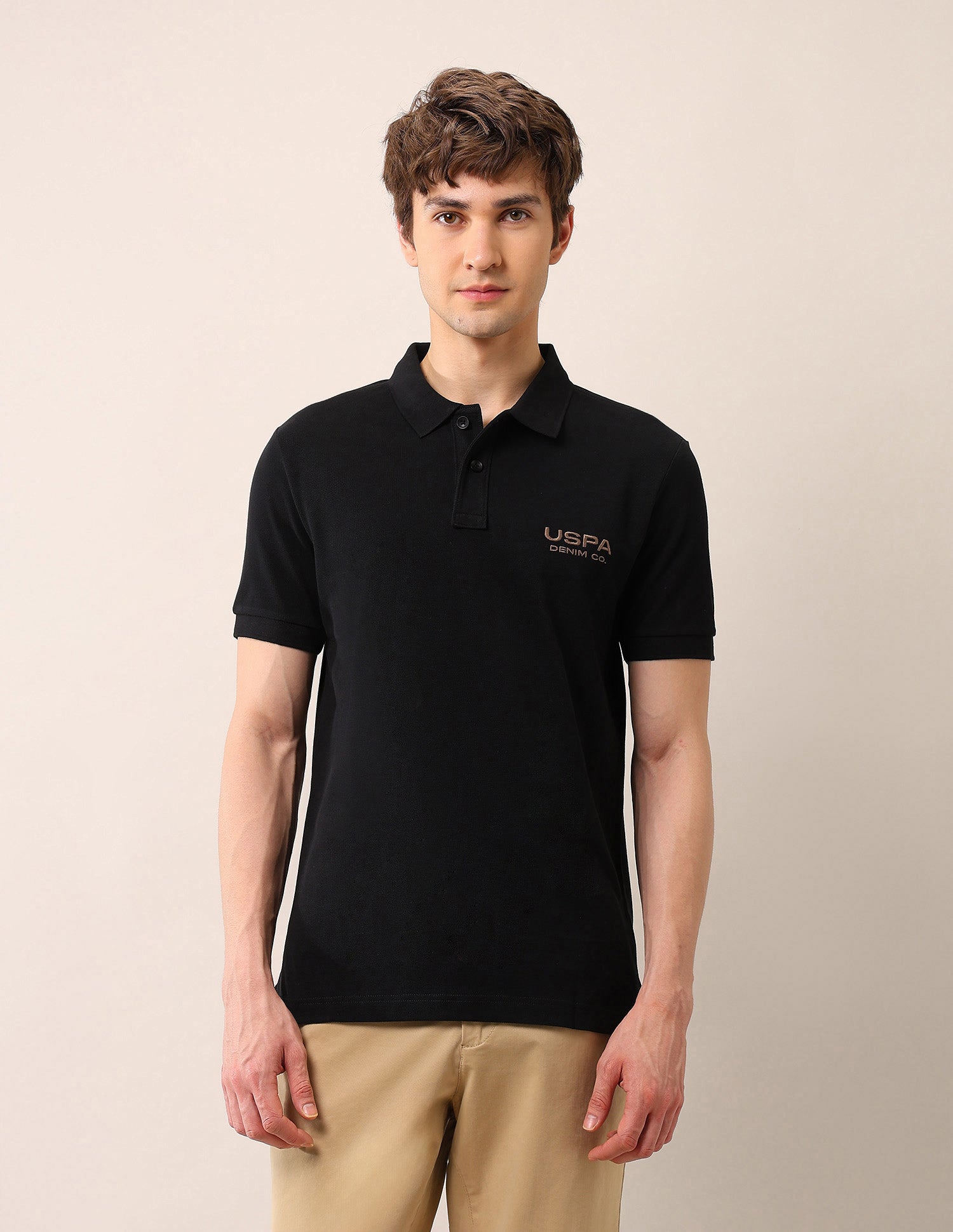 Brand Embroidered Muscle Fit Polo Shirt Black - U.S. Polo Assn. India | Large