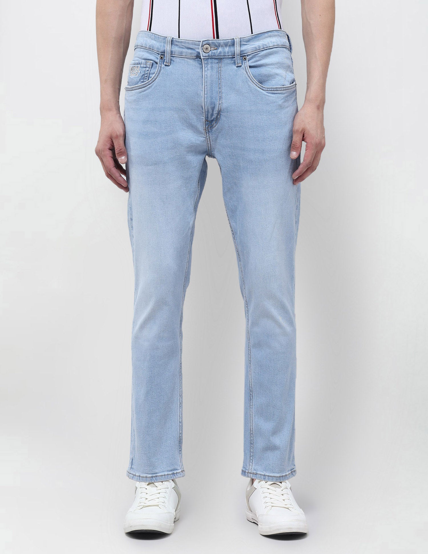 Cole Comfort Cropped Fit Blue Jeans Light Indigo - U.S. POLO ASSN. | Large