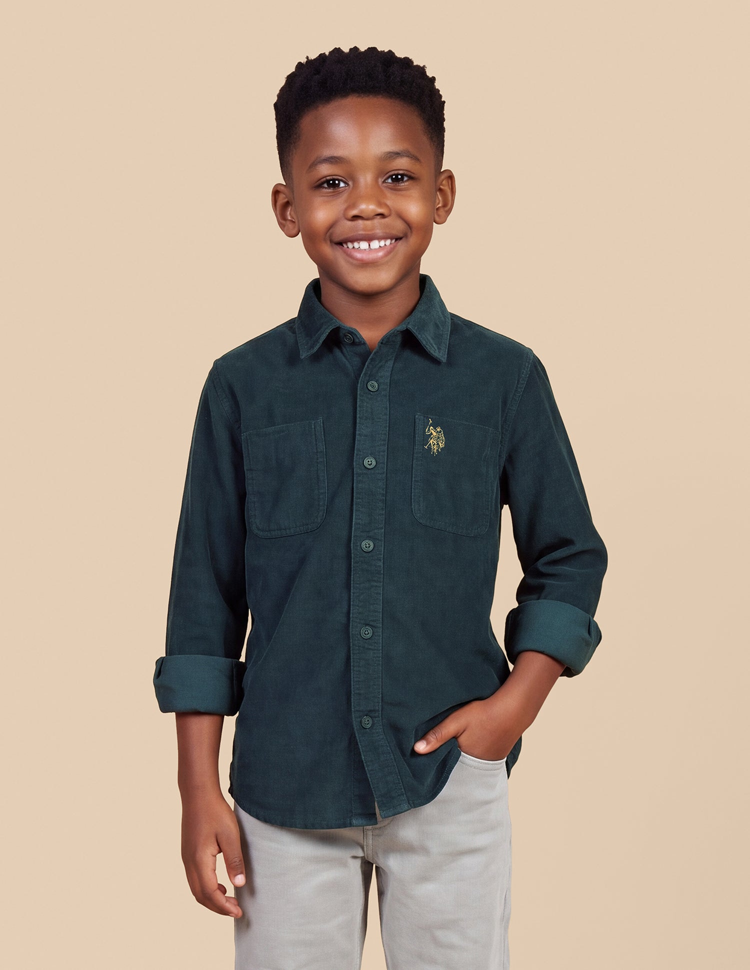 Corduroy Regular Fit Shirt Teal - U.S. Polo Assn. India | Large