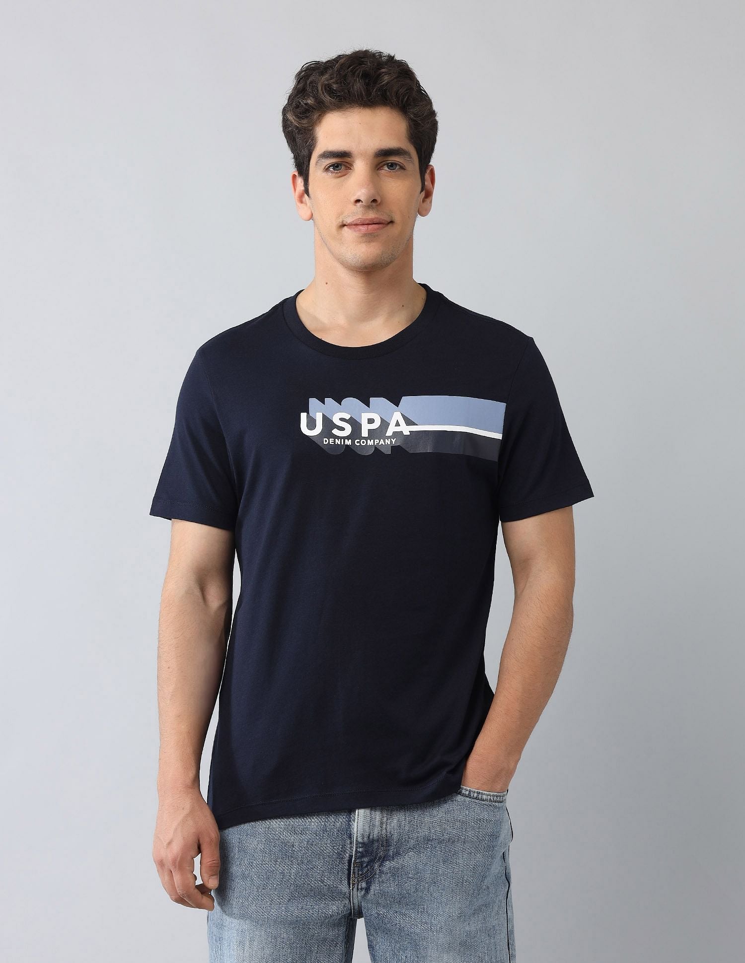 Muscle Fit Brand Printed T-Shirt Navy - U.S. Polo Assn. India | Large