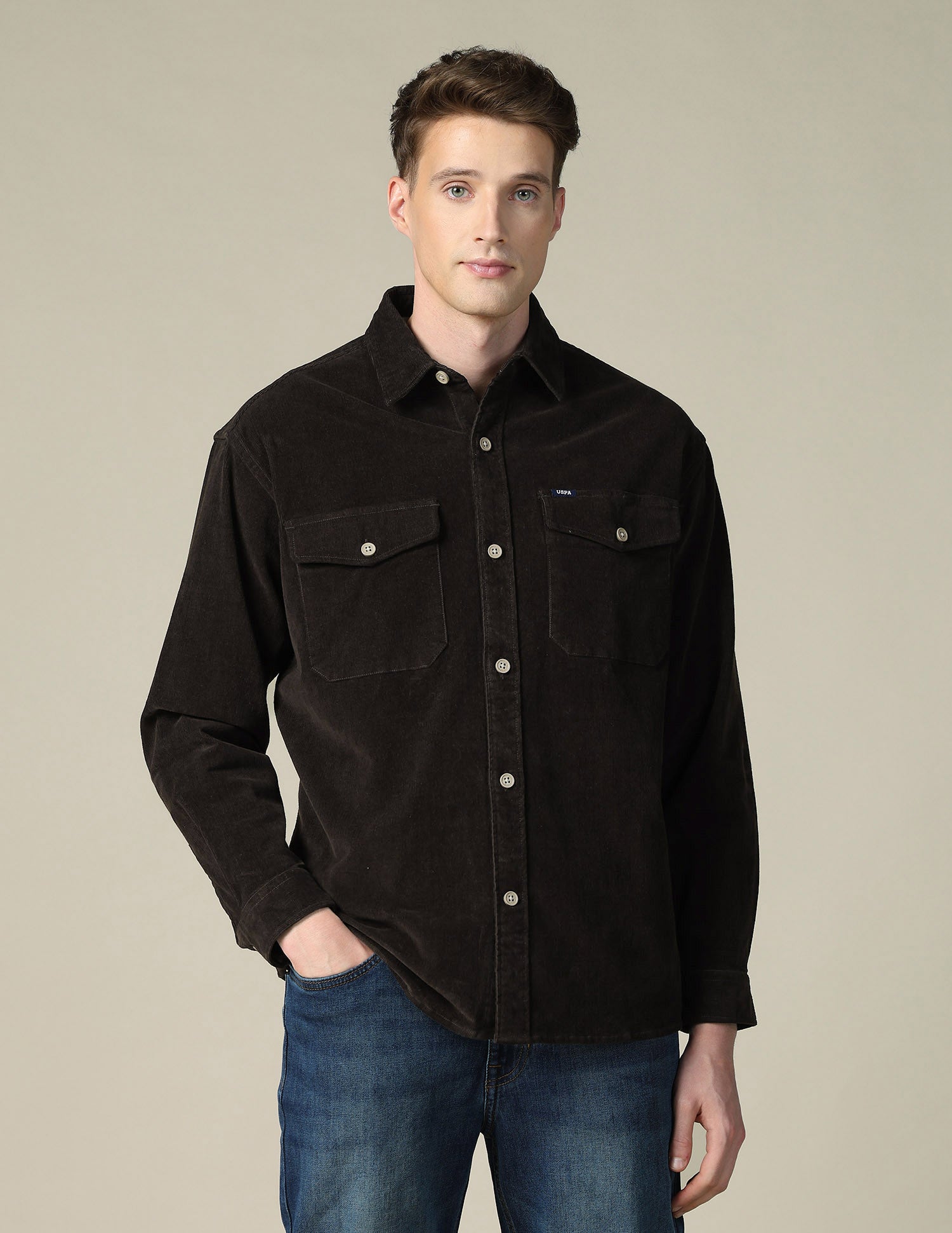 Corduroy Regular Fit Shacket Choco - U.S. POLO ASSN. | Large