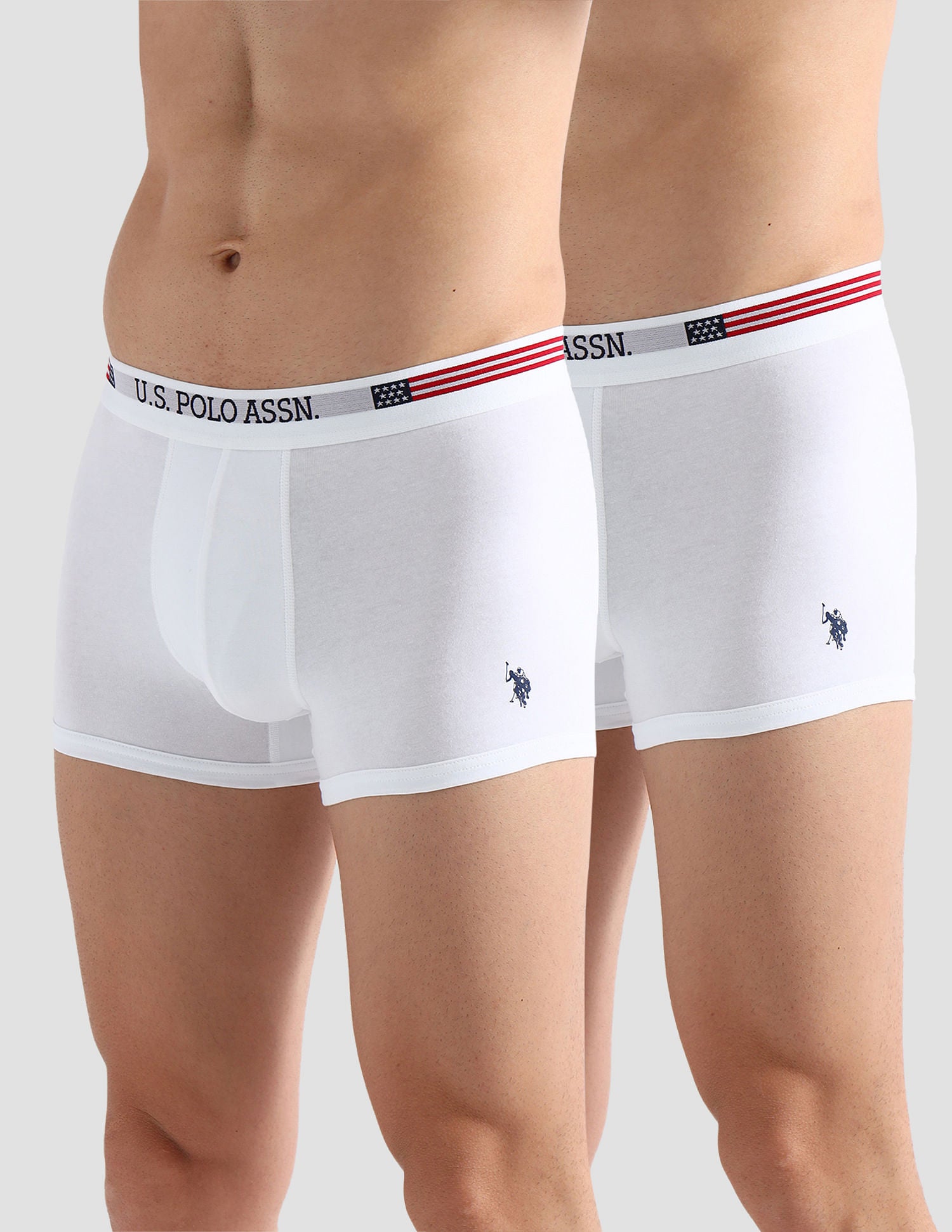 Elasticized Waist Printed I660 Trunks - Pack Of 2 White and White - U.S. POLO ASSN. | Large