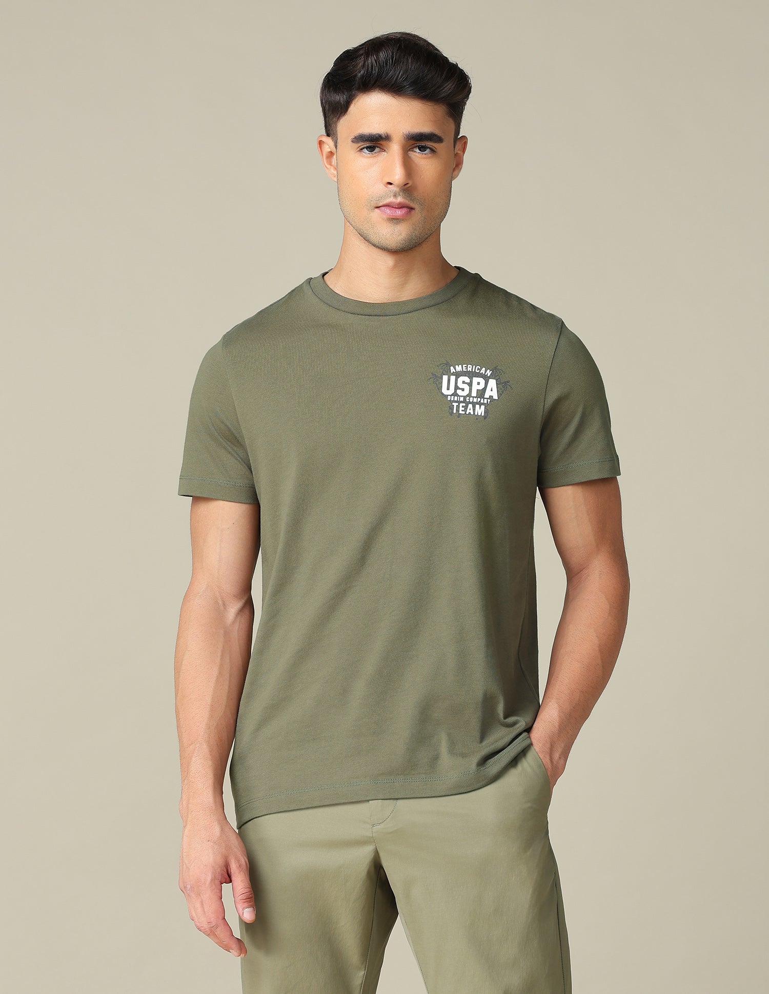 Muscle Fit Brand Printed T- Shirt Light Green - U.S. POLO ASSN. | Large