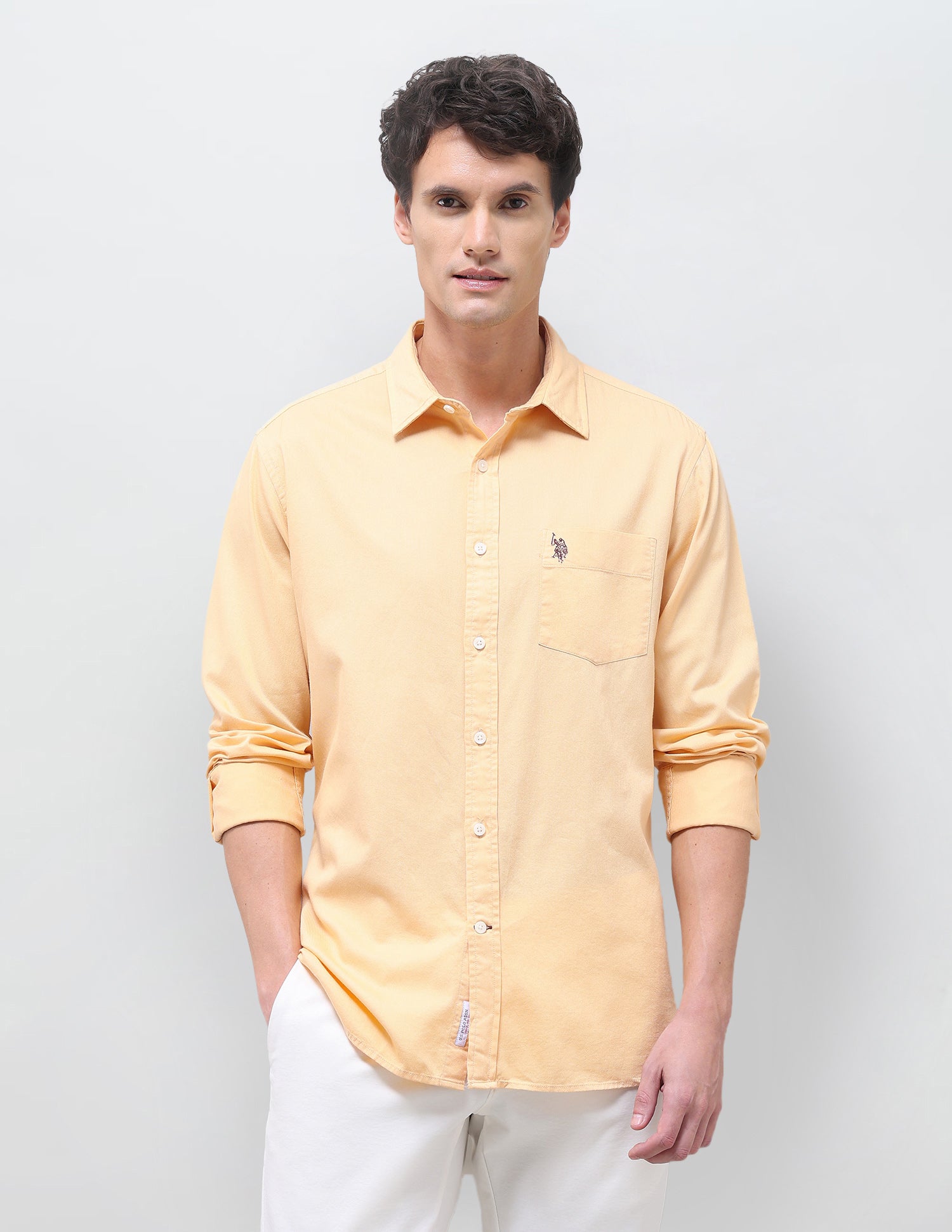 Solid Tailored Fit Shirt Yellow - U.S. Polo Assn. India | Large