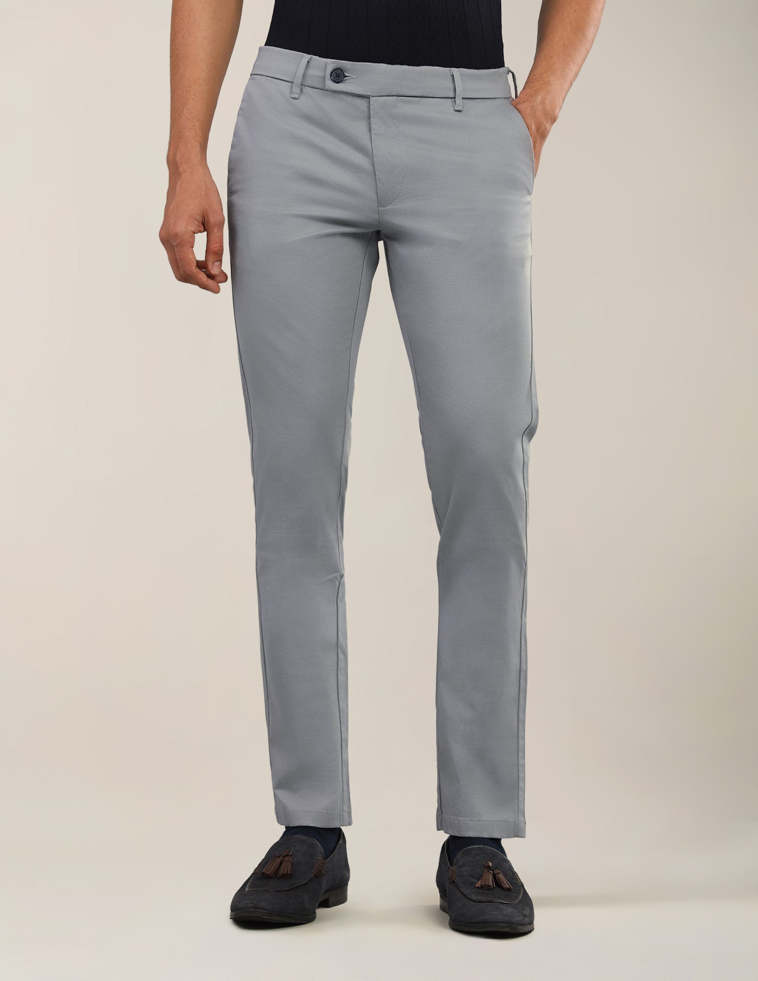 Textured Satin Trousers Mid-Grey - U.S. Polo Assn. India | Large