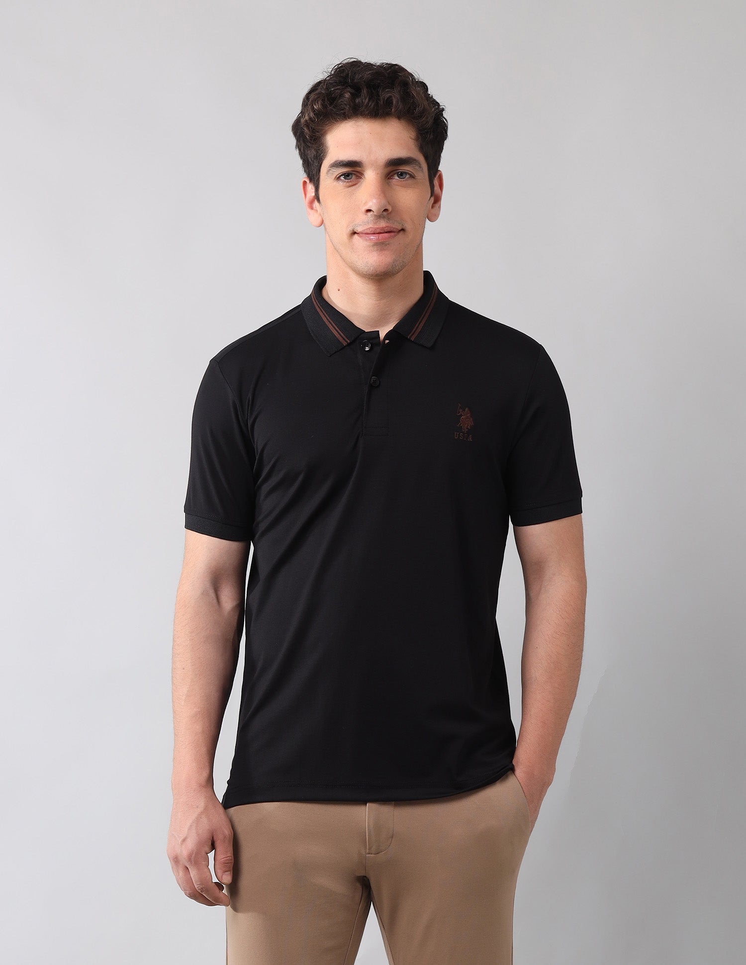 Solid Black Label Polo Shirt Black - U.S. Polo Assn. India | Large