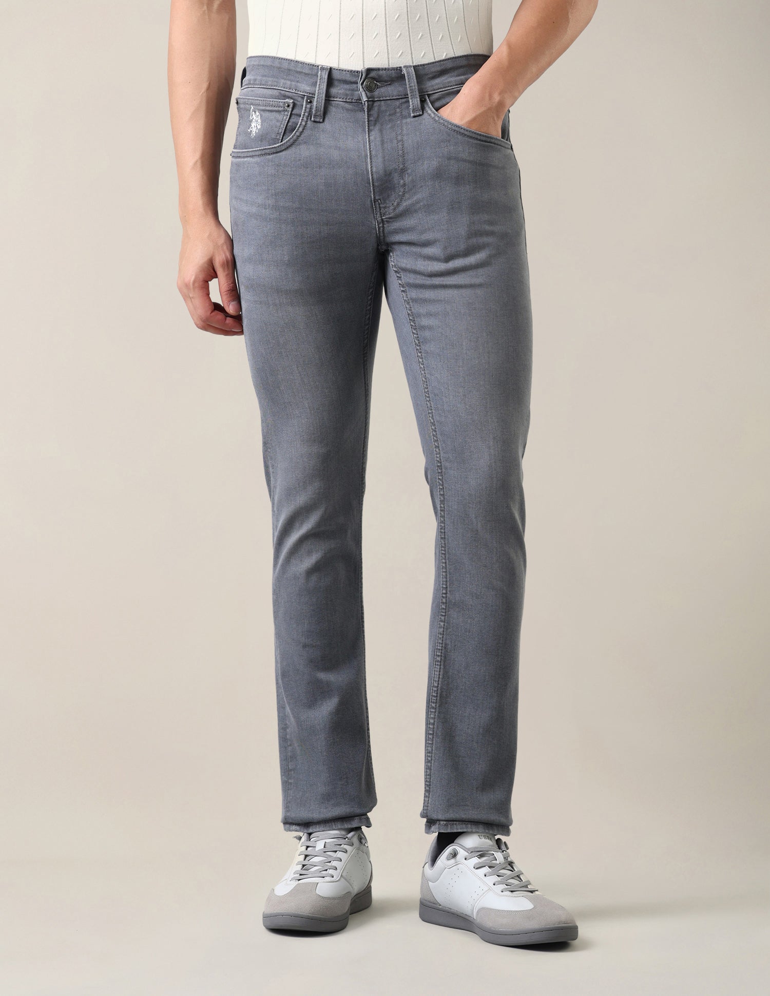 Regallo Skinny Fit Grey Jeans Grey - U.S. Polo Assn. India | Large