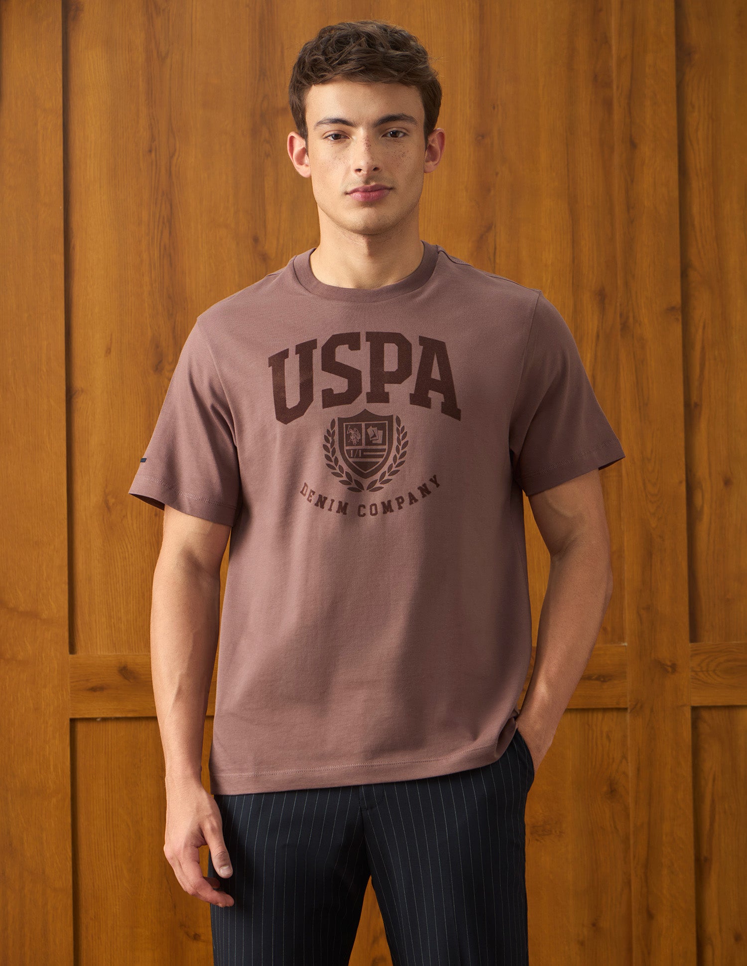 Brand Printed Relaxed Fit T-Shirt Peach - U.S. Polo Assn. India | Large