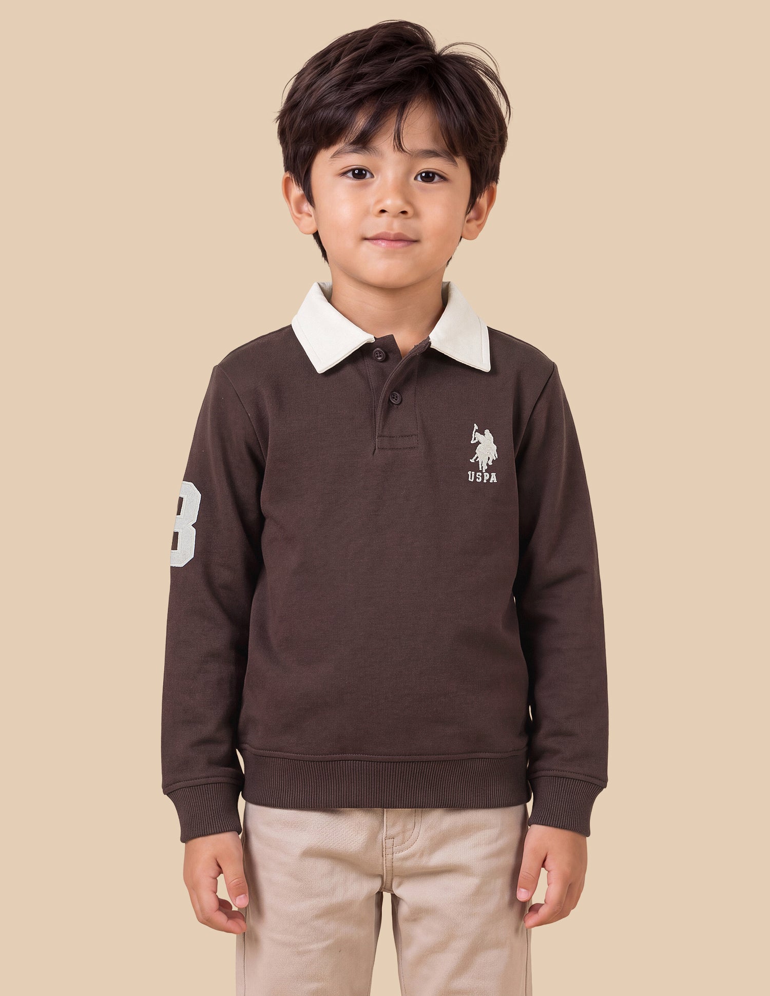 Solid Regular Fit Sweatshirt Brown - U.S. Polo Assn. India | Large