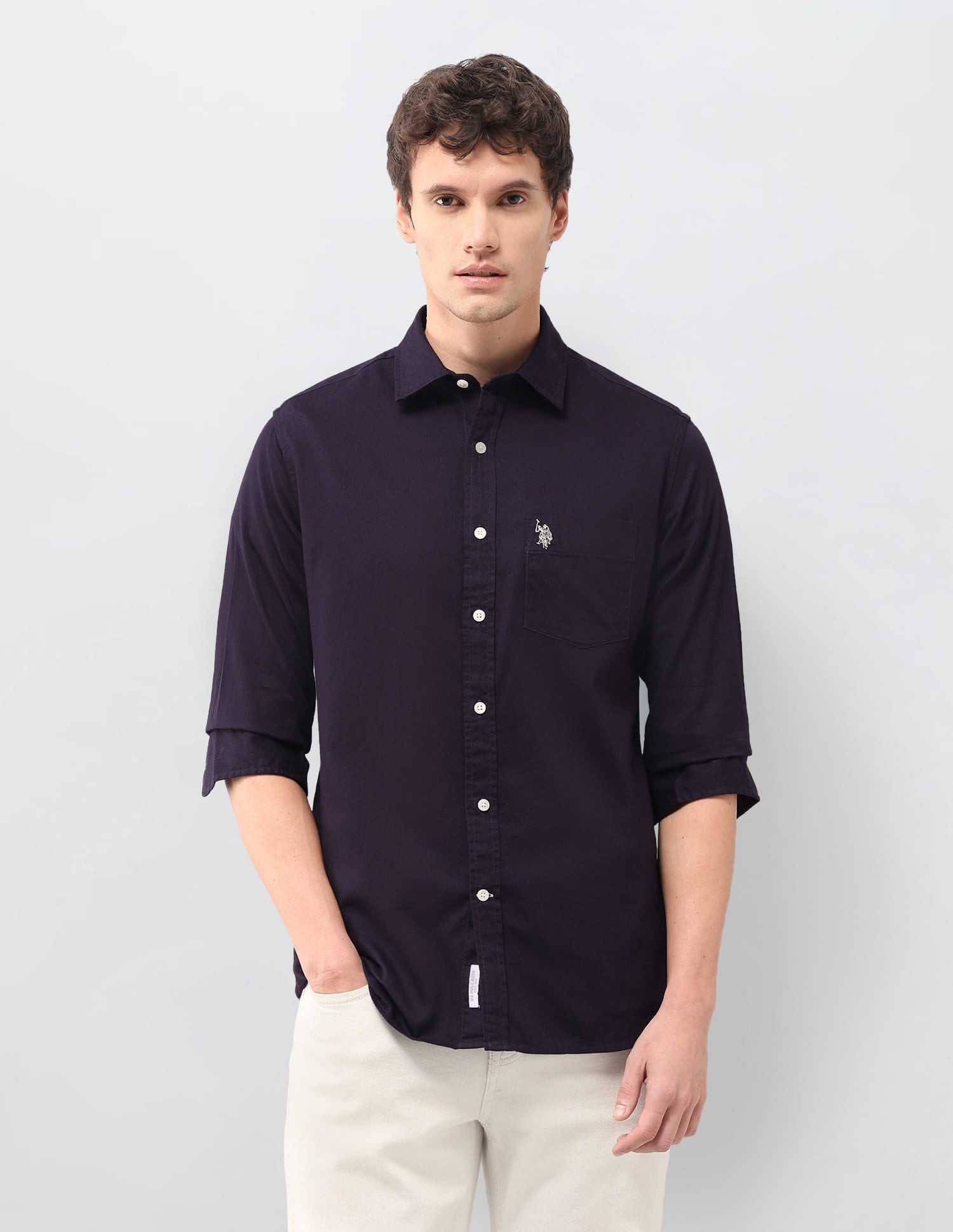 Solid Tailored Fit Shirt Purple - U.S. Polo Assn. India | Large