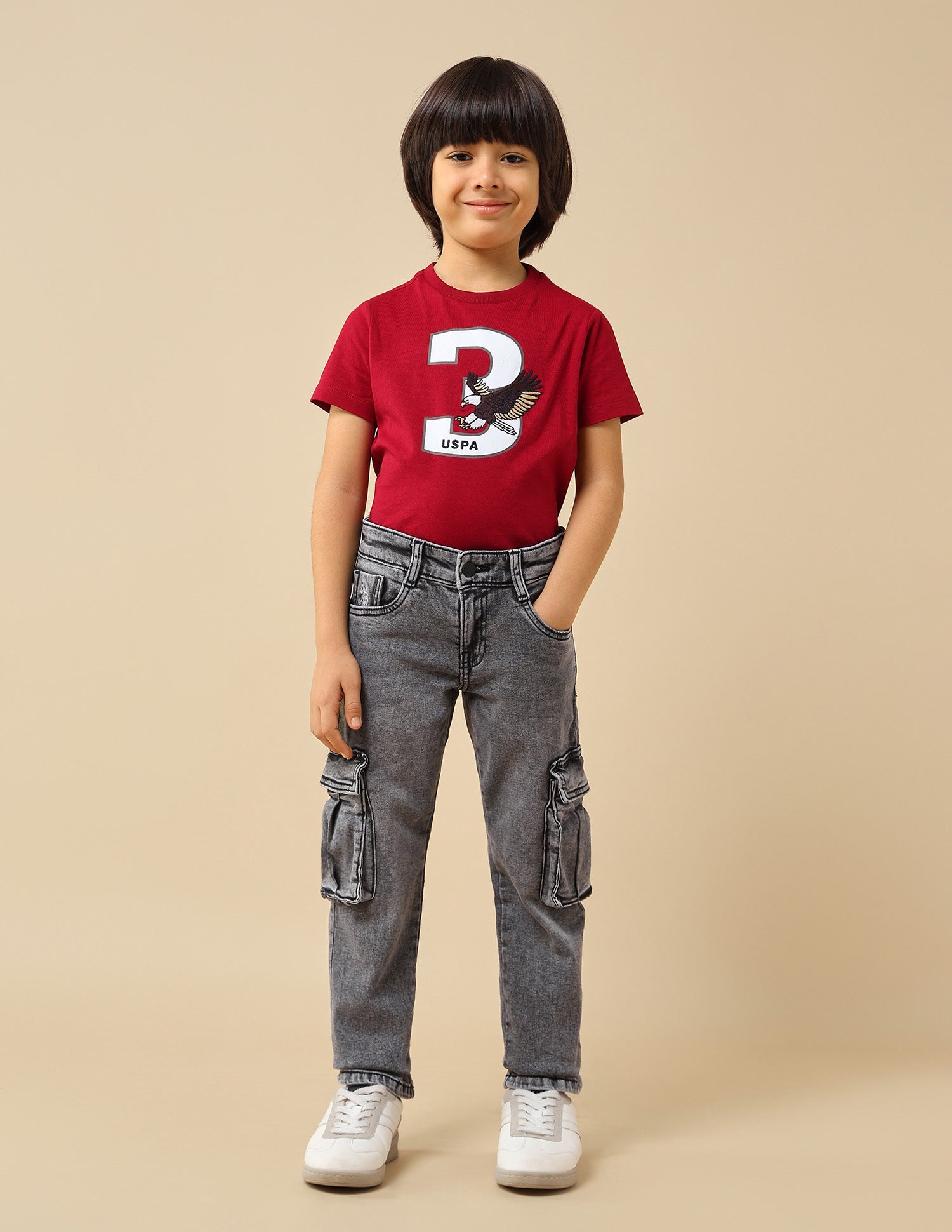 Boys Relaxed Fit Cargo Jeans Grey - U.S. POLO ASSN. | Large