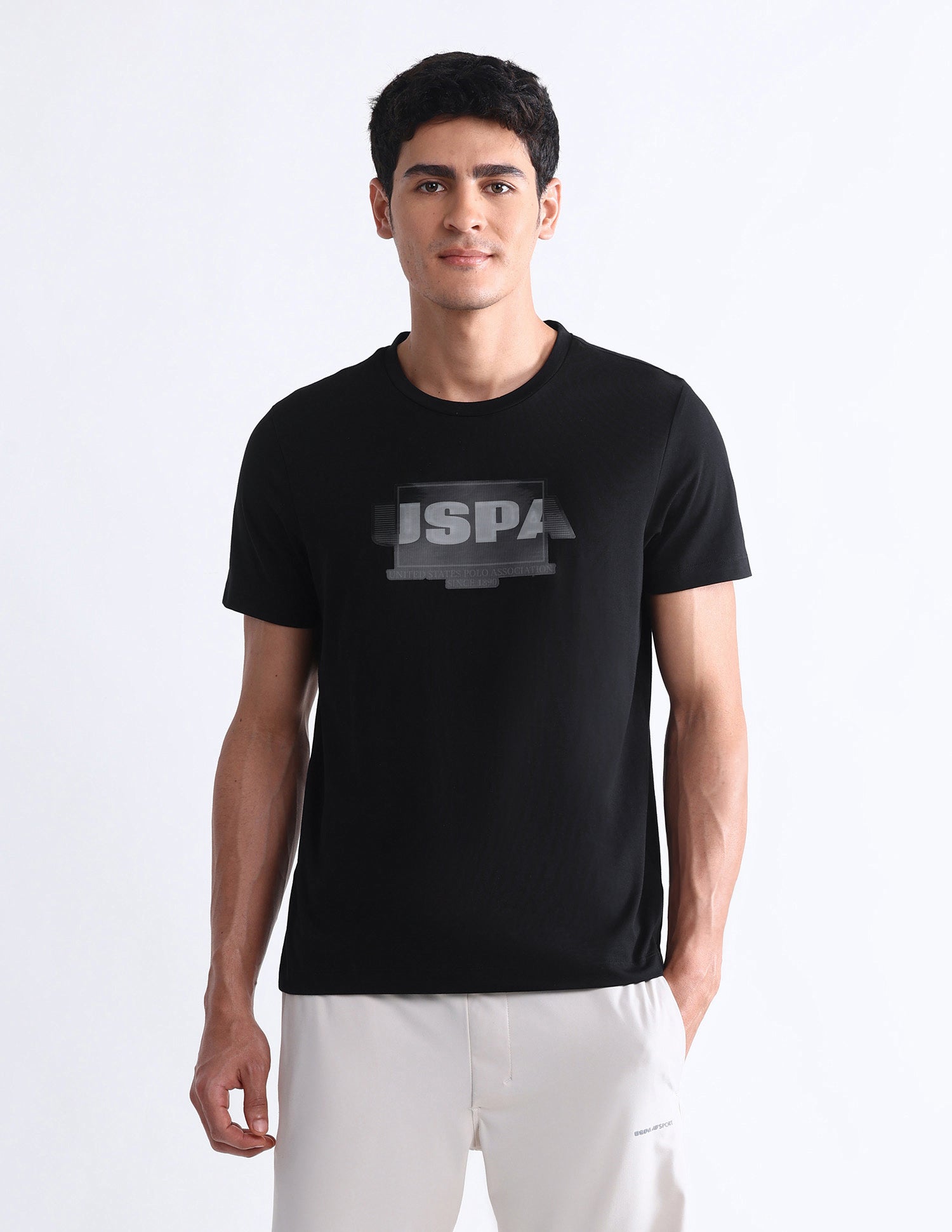 Brand Printed Slim Fit T-Shirt Black - U.S. Polo Assn. India | Large