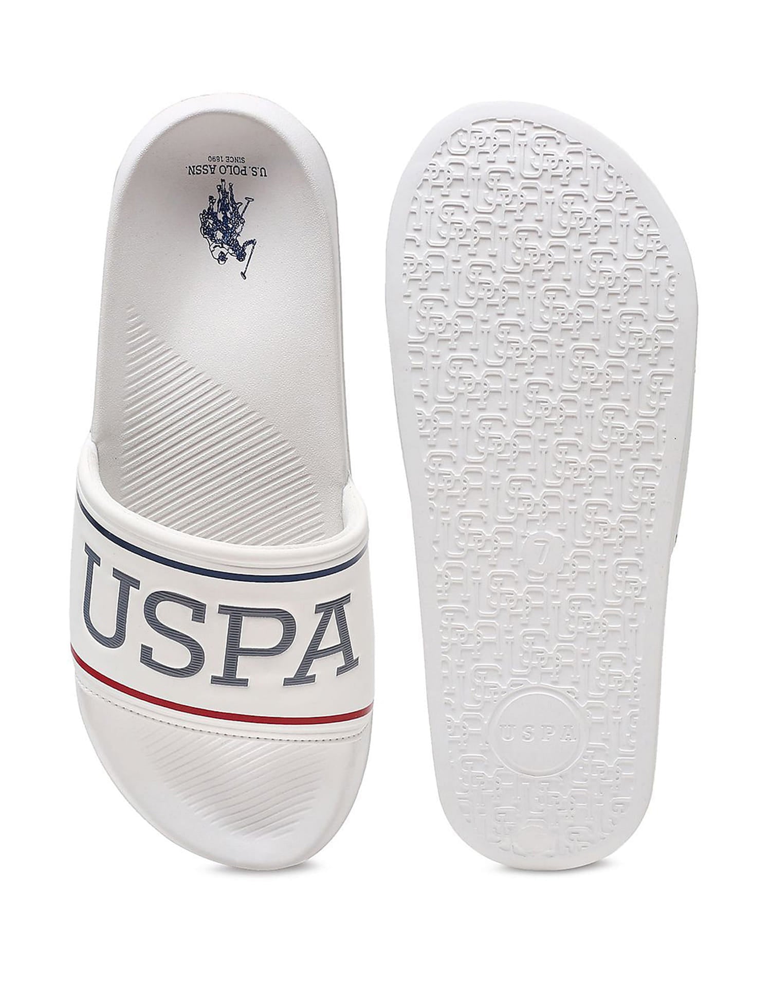 Men Open Toe Logo Cloyee 6.0 Slides White - U.S. Polo Assn. India | Large