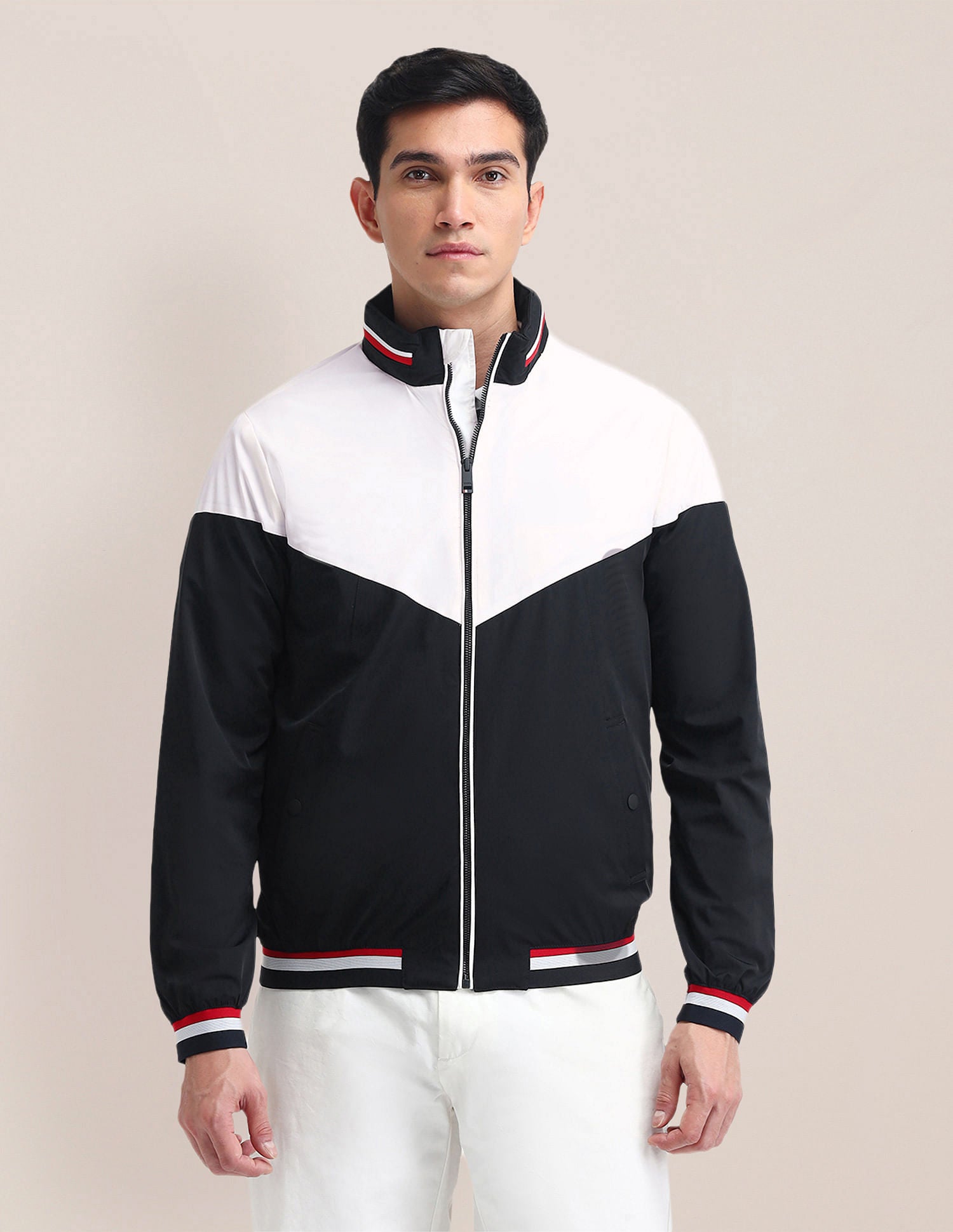 Regular Fit Colourblocked Bomber Jacket White - U.S. POLO ASSN. | Large