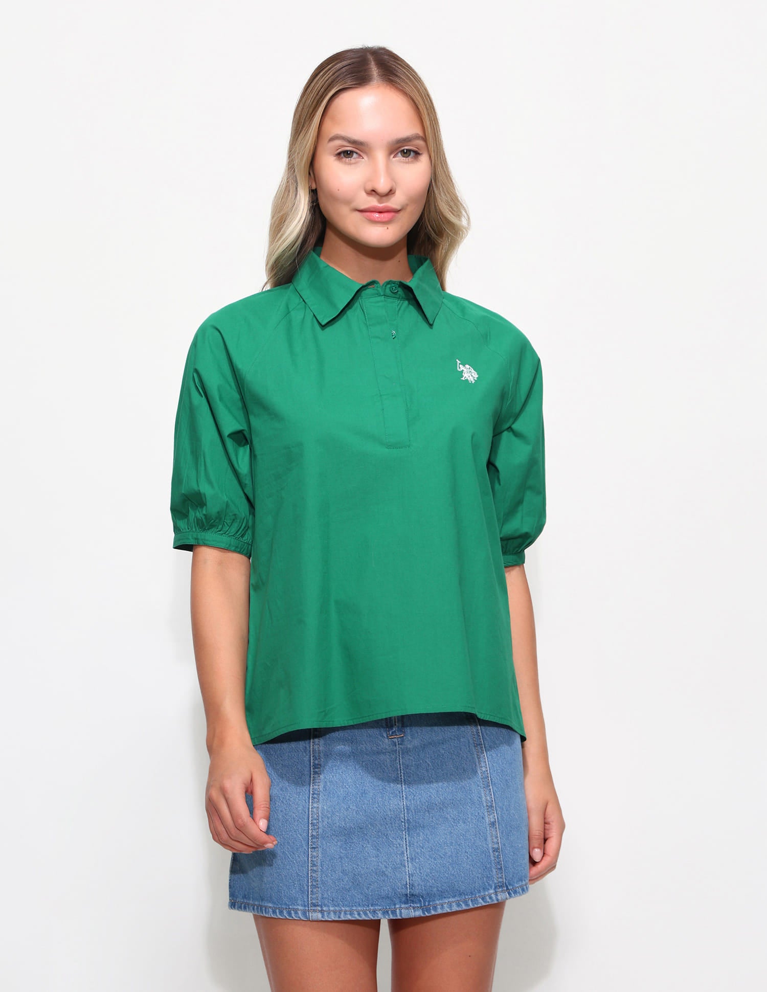 Solid Regular Fit Shirt Green - U.S. Polo Assn. India | Large