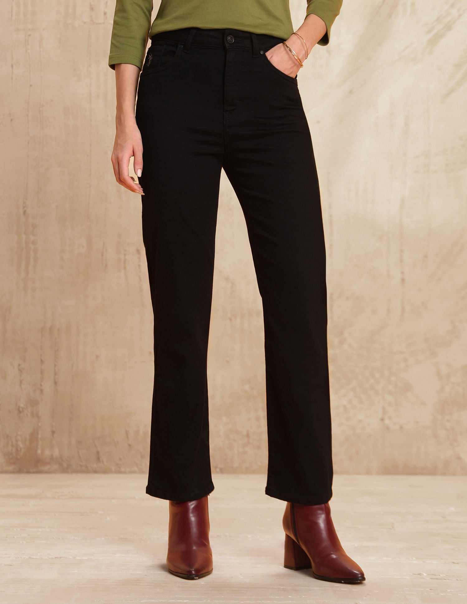 High Rise Straight Fit Jeans Jet Black - U.S. POLO ASSN. | Large