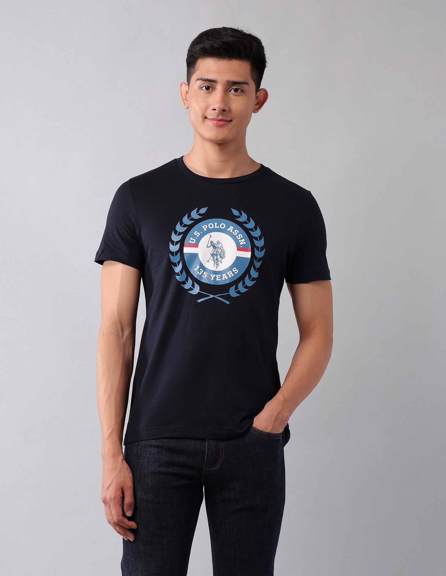 Pure Cotton Brand Printed T-Shirt Navy - U.S. Polo Assn. India | Large