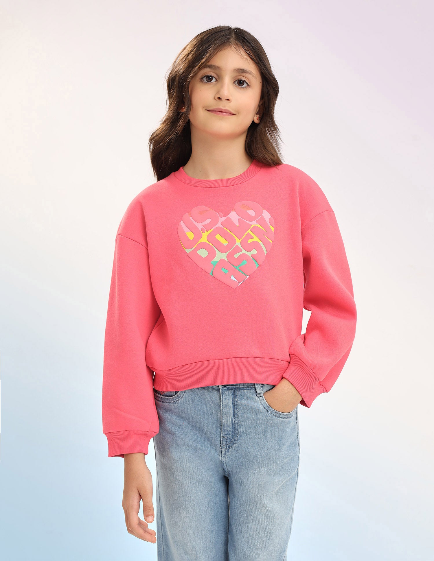 Brand Printed Regular Fit Sweatshirt Coral - U.S. POLO ASSN. | Large