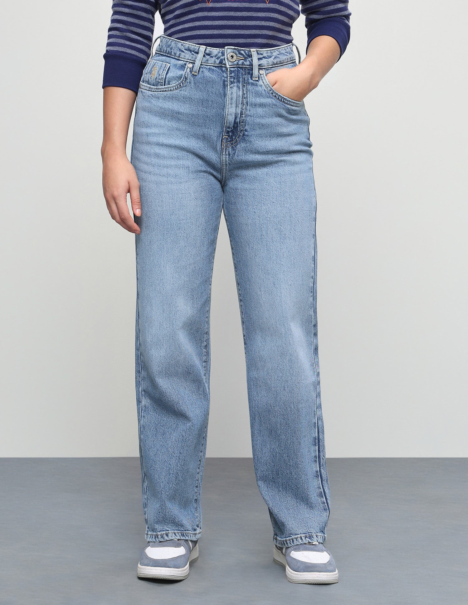 Whiskered Straight Fit Jeans Blue - U.S. Polo Assn. India | Large