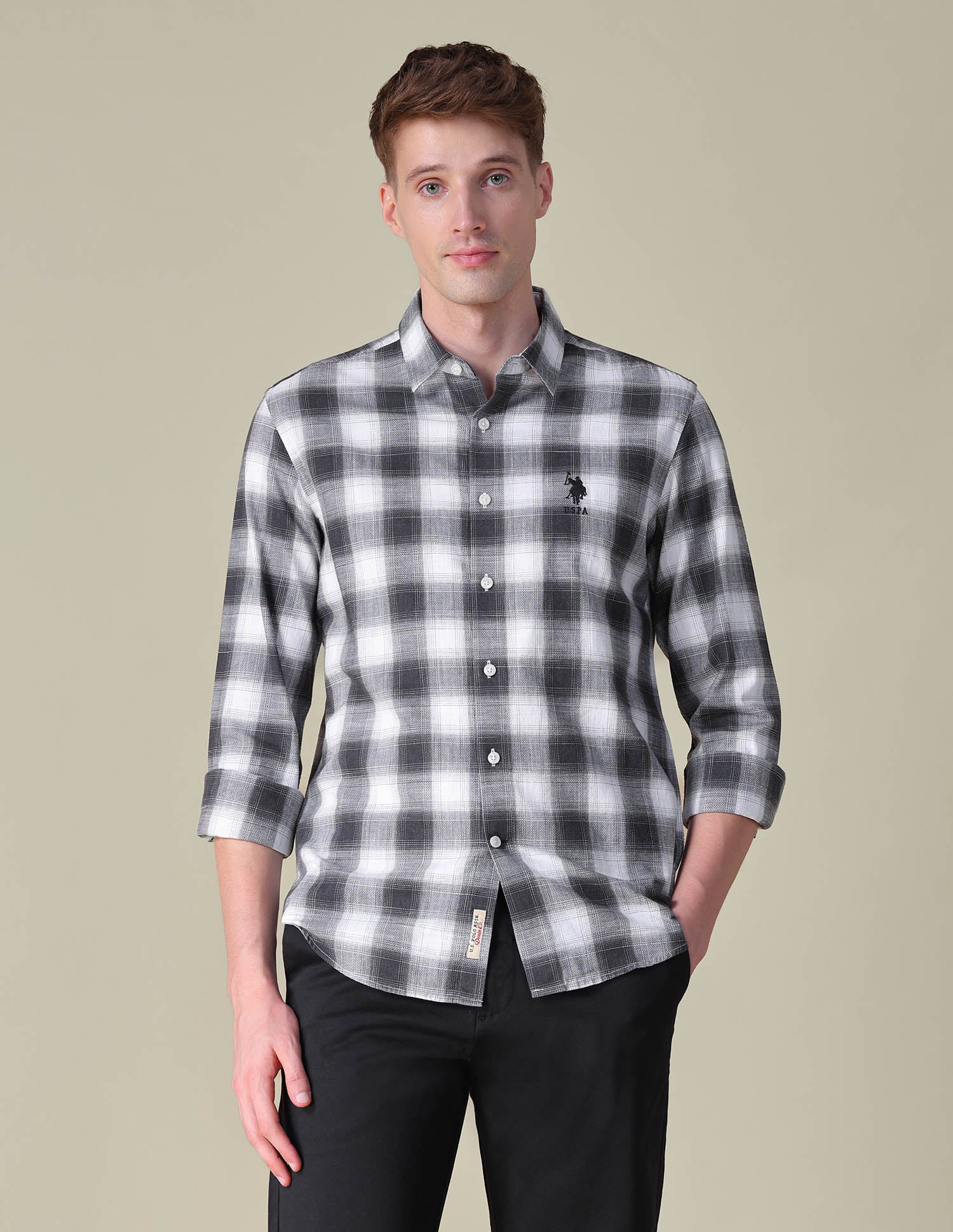 Tartan Checked Regular Fit Shirt Grey - U.S. POLO ASSN. | Large