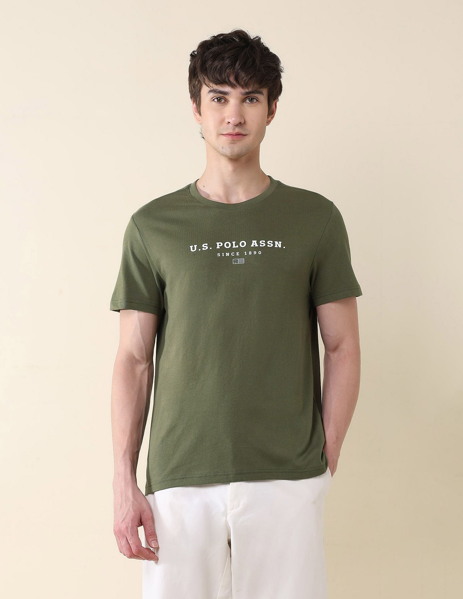 Pure Cotton Slim Fit T-Shirt Olive - U.S. POLO ASSN. | Large