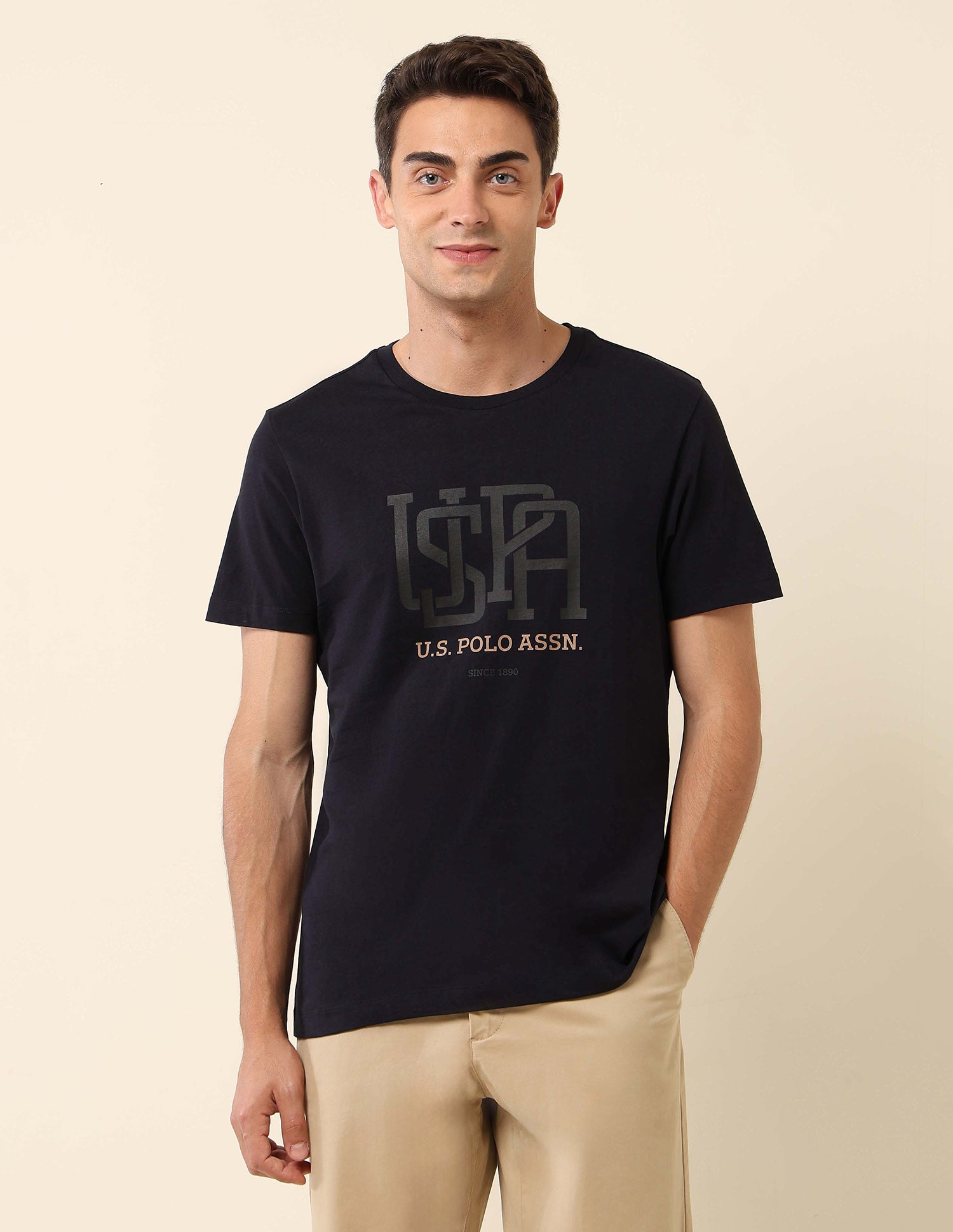 Pure Cotton Slim Fit T- Shirt Navy - U.S. Polo Assn. India | Large