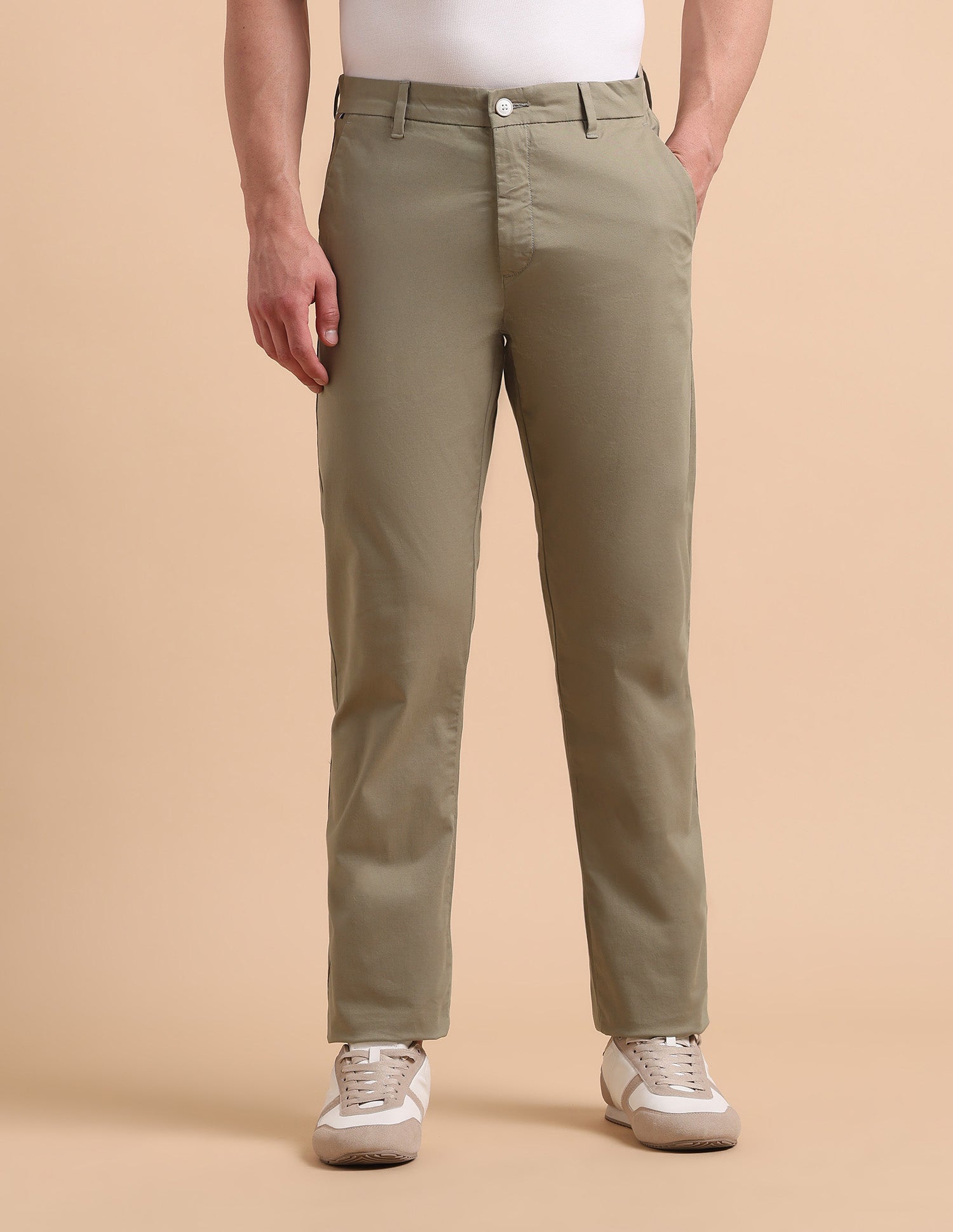 Satin Slim Fit Trousers Khaki - U.S. POLO ASSN. | Large