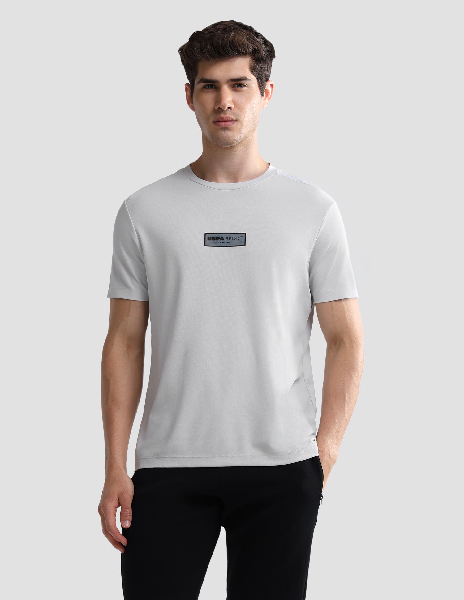 Solid Slim Fit Active T-Shirt Grey - U.S. Polo Assn. India | Large