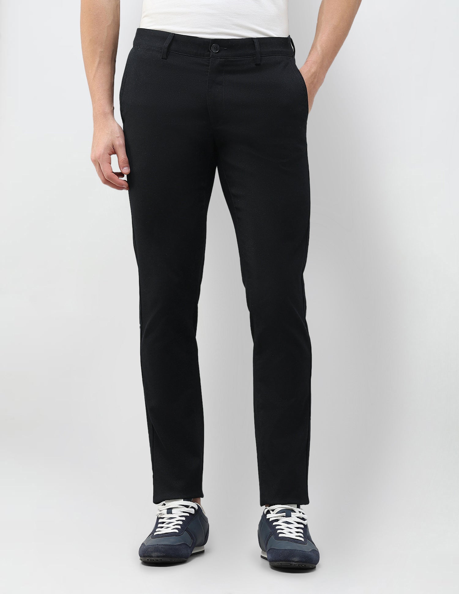 Denver Slim Fit Dobby Trousers Black - U.S. Polo Assn. India | Large