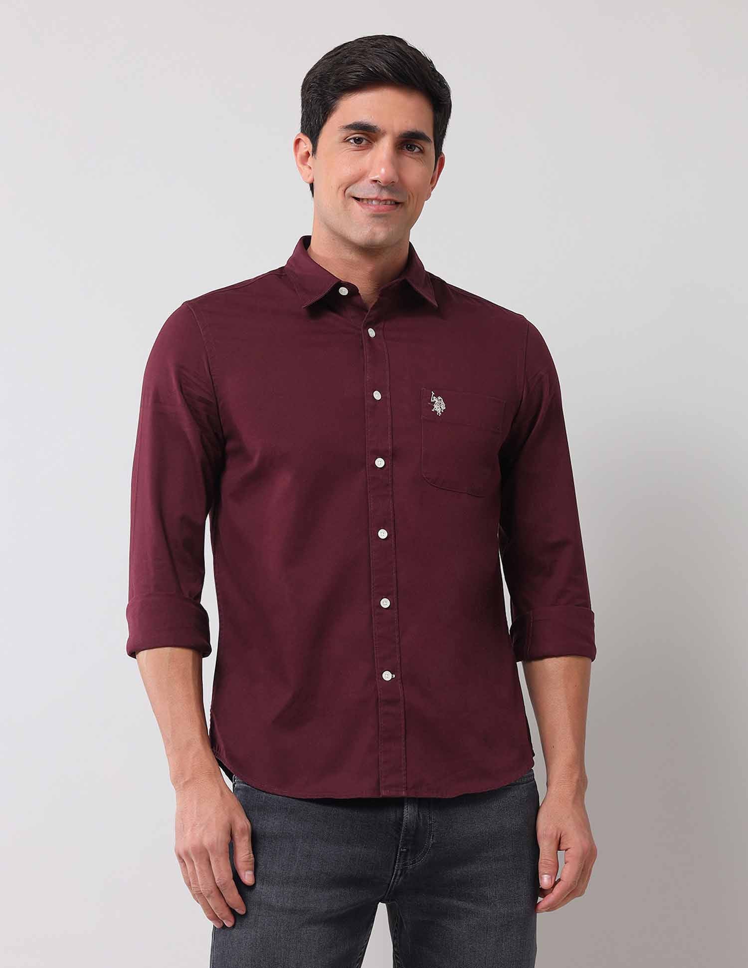 Regular Fit Solid Shirt Maroon - U.S. POLO ASSN. | Large