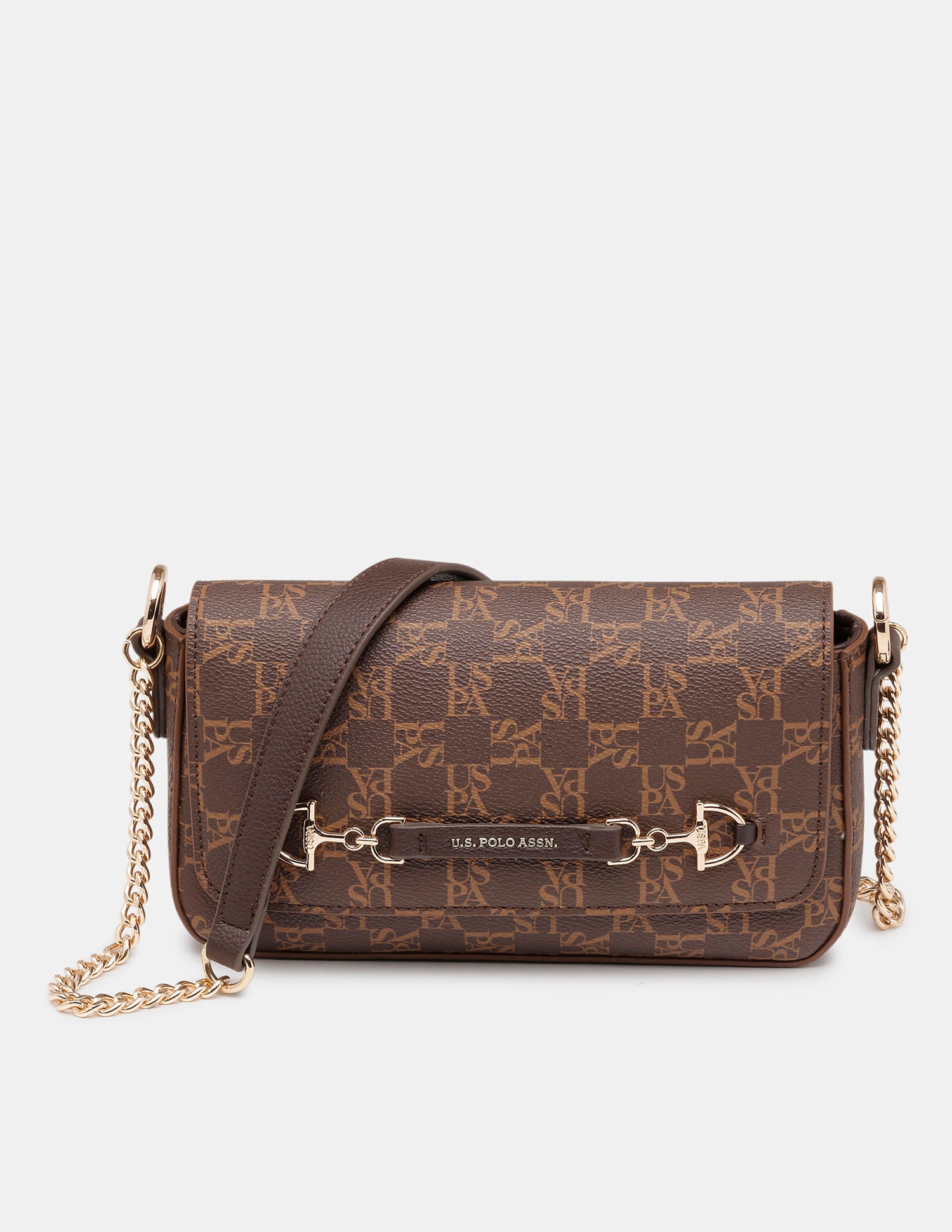 Women Cara Monogram Crossbody Bag Brown - U.S. Polo Assn. India | Large