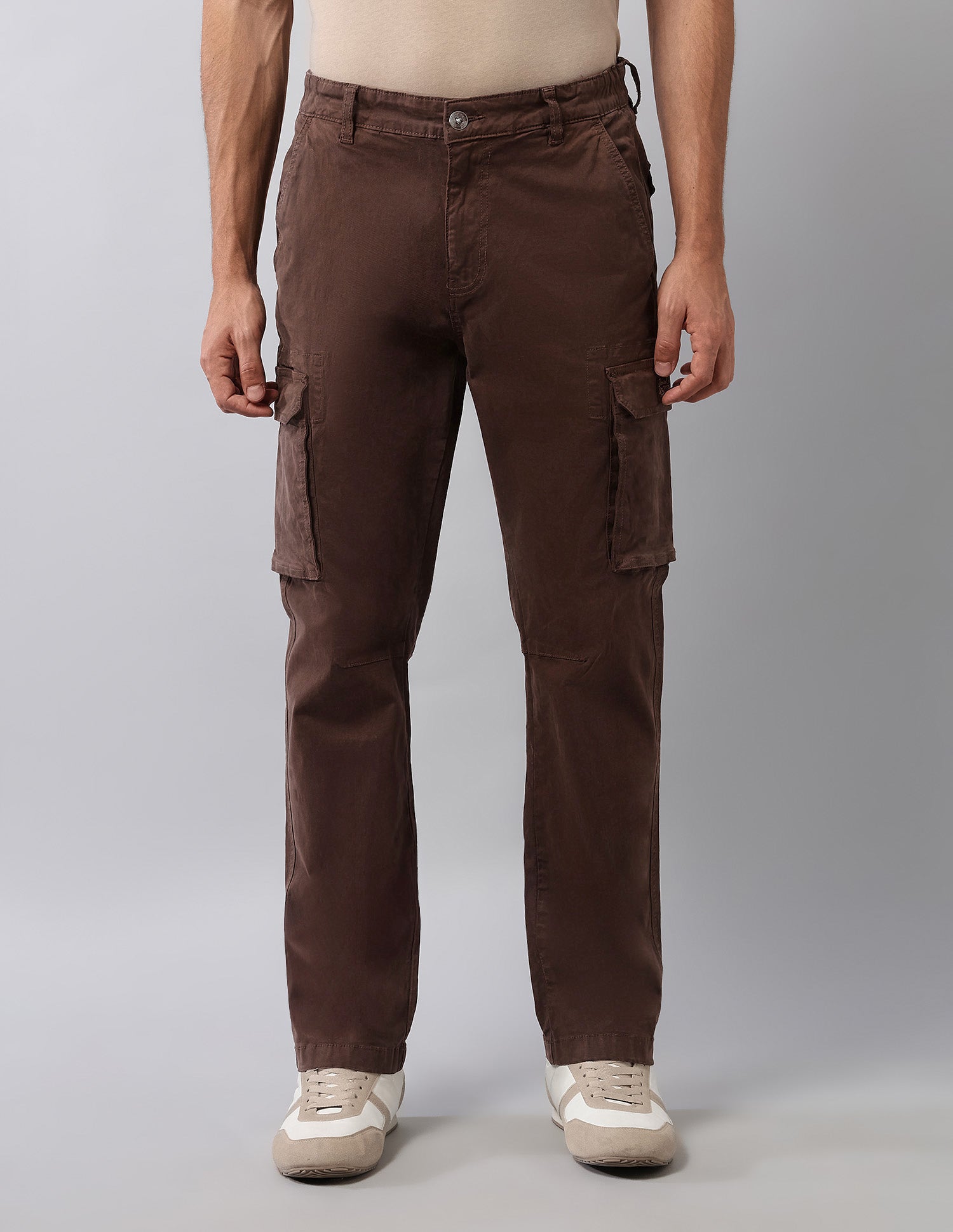Straight Fit Solid Cargos Choco Brown - U.S. Polo Assn. India | Large