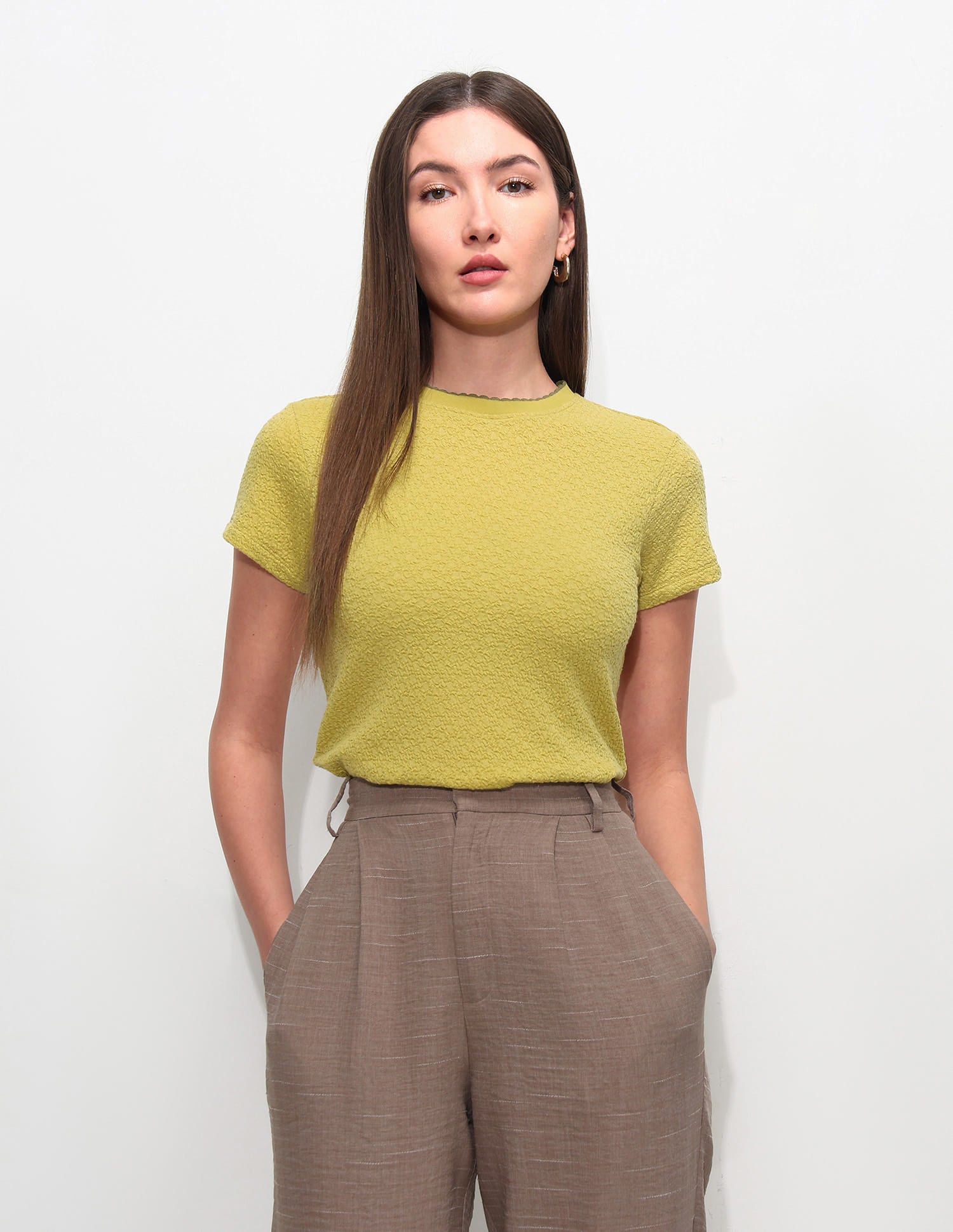 Fitted Textured T-Shirt Mustard - U.S. Polo Assn. India | Large