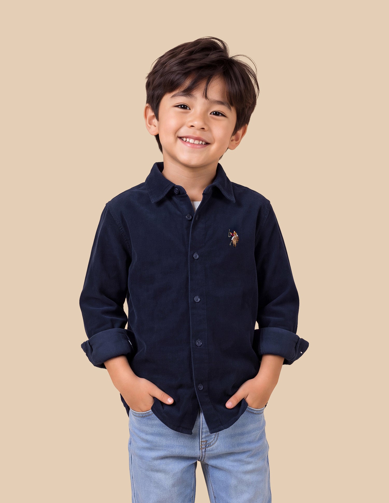 Corduroy Regular Fit Shirt Navy - U.S. Polo Assn. India | Large